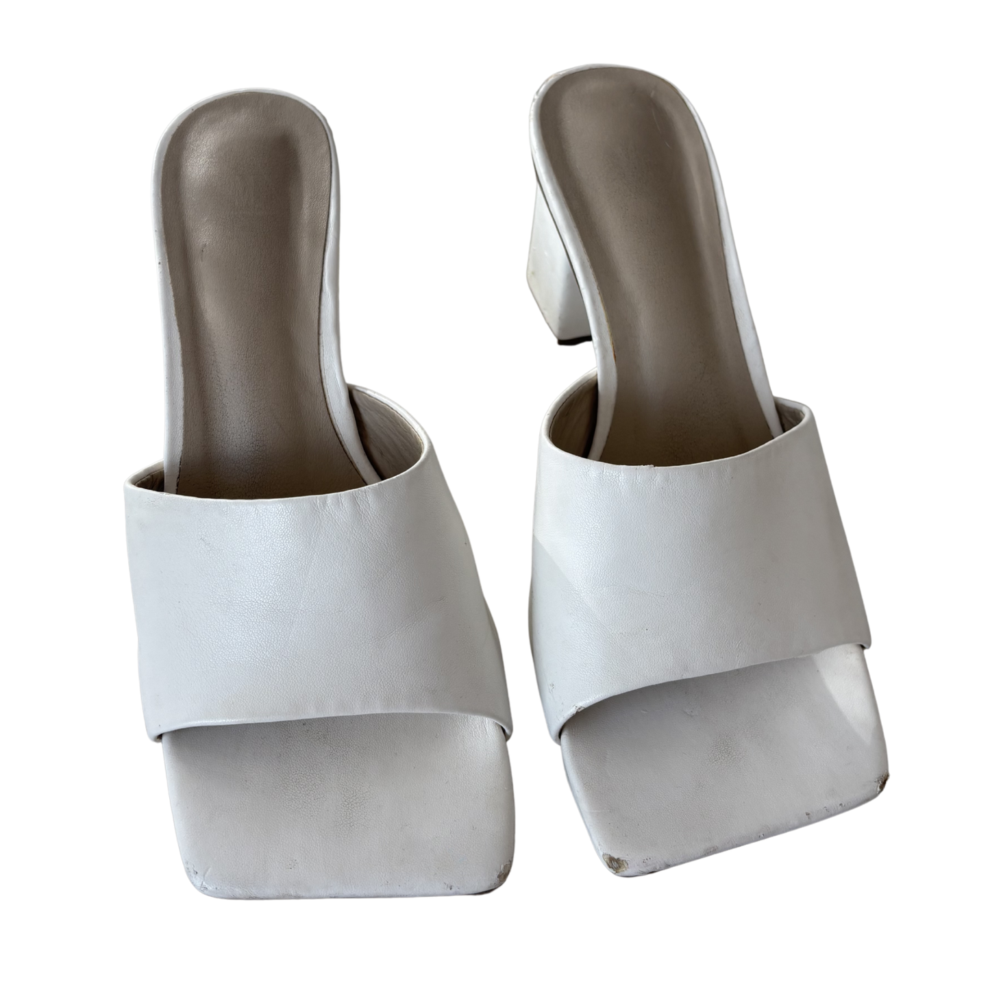 Missguided White Square Toe Heels