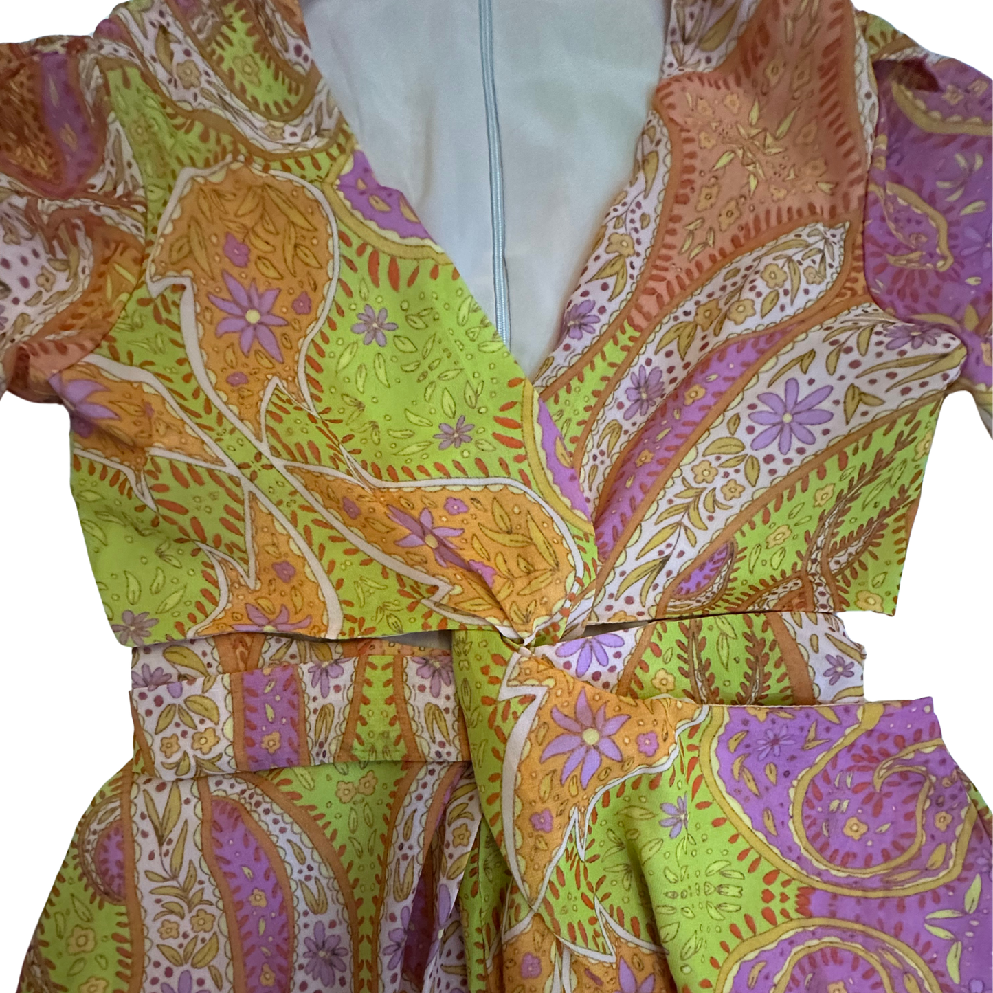 Patterned Cut Out Waist Mini Dress