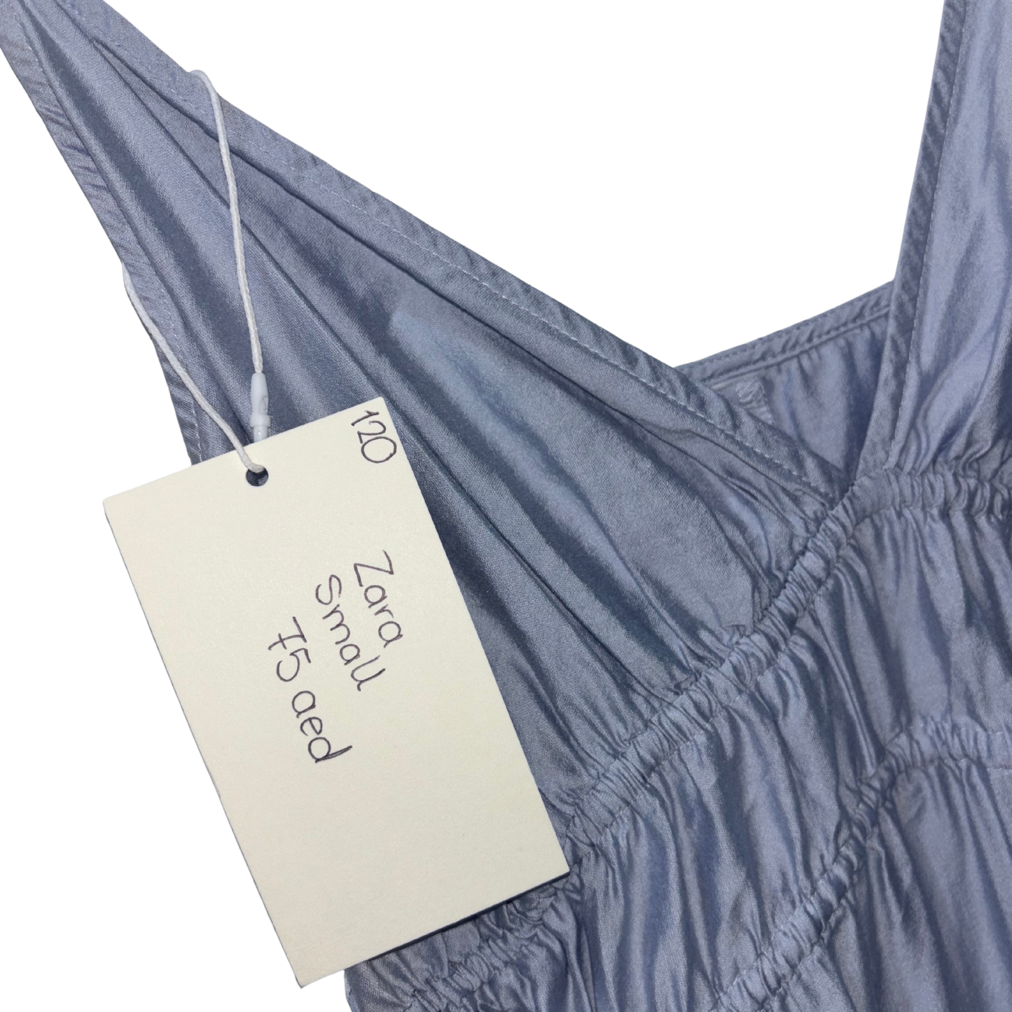 Zara Blue Ruched Tie Midi Dress