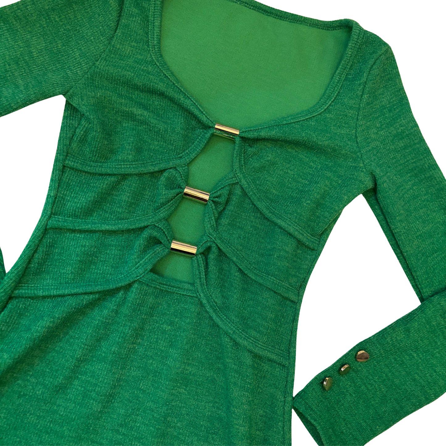 Green Cut Out Midi Dress