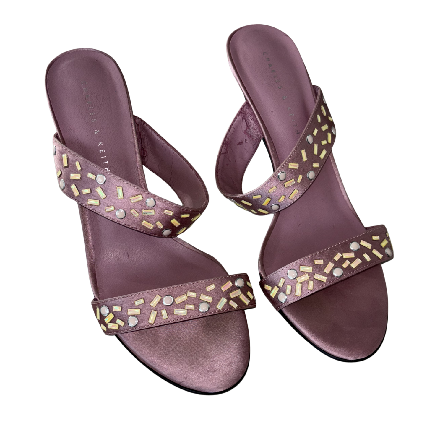 Charles Keith Purple Embellished Heels