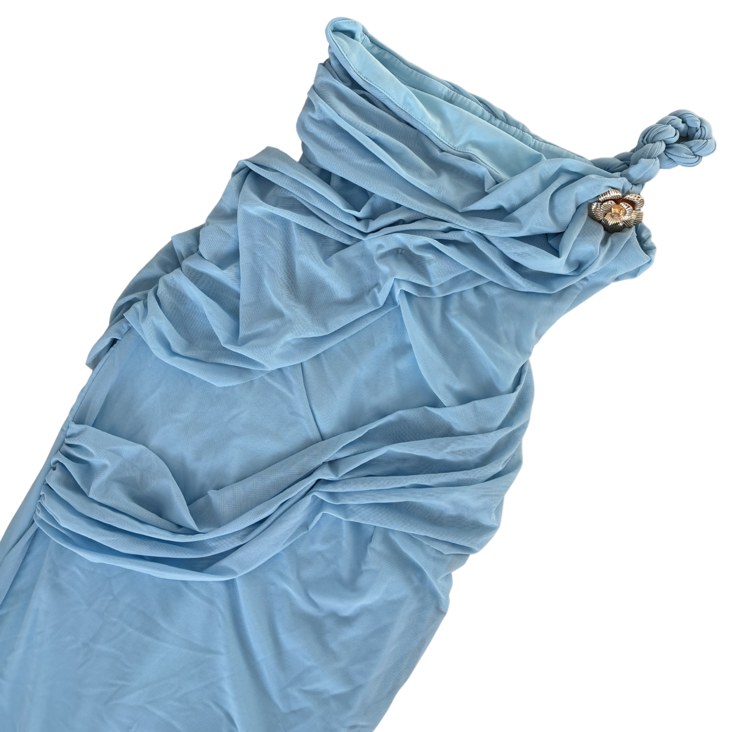 Blue Braided Mesh Maxi Dress
