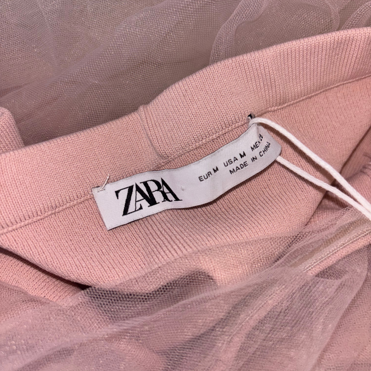Zara Pink Mesh Detail Maxi Dress