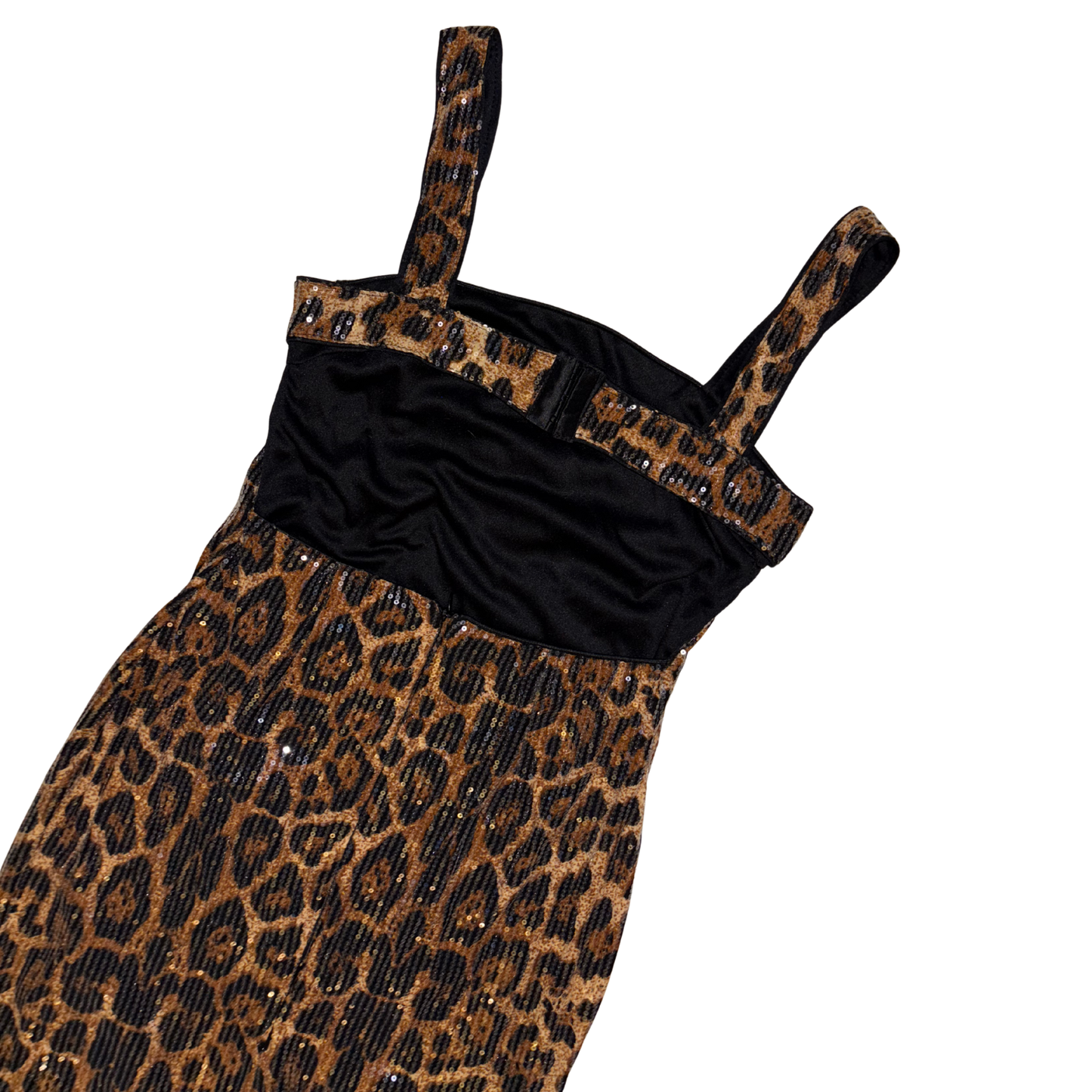 Leopard Print Sequin Maxi Dress