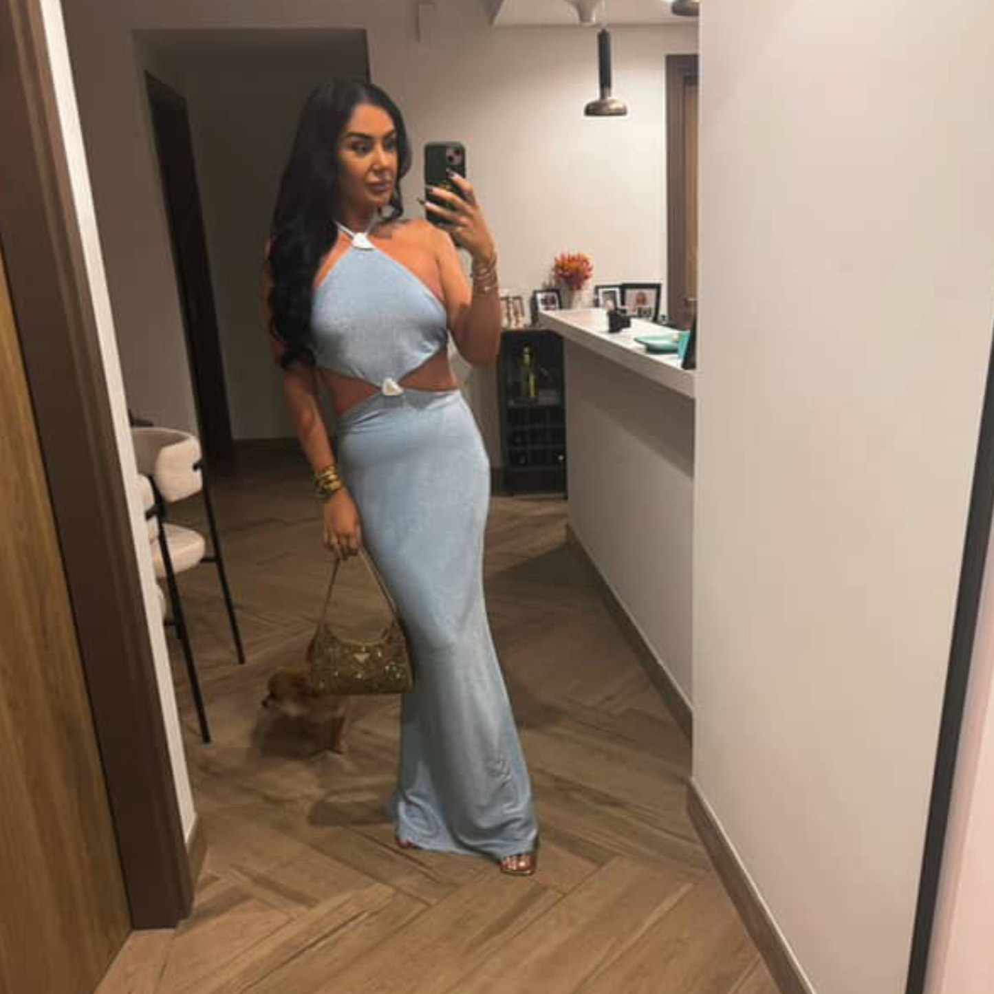 Blue Glitter Maxi Dress