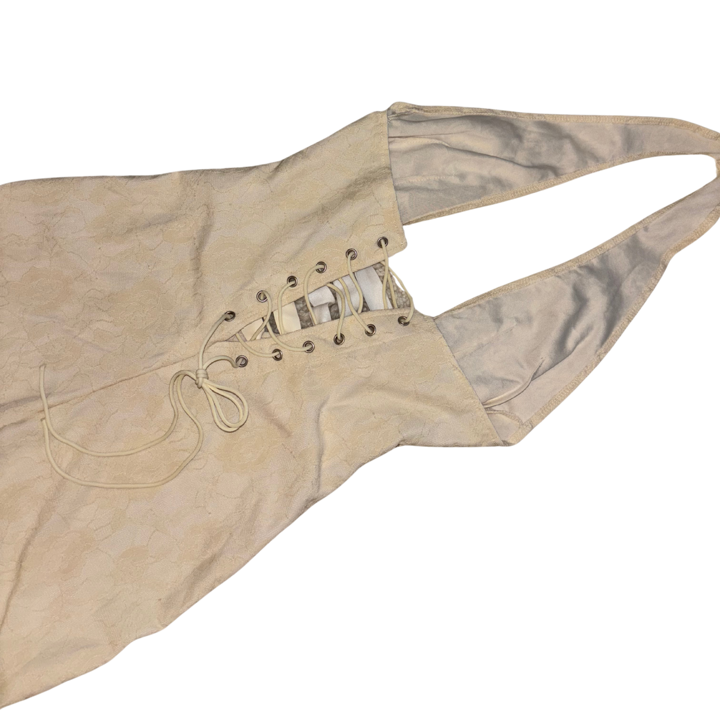 Cream Floral Lace V-Neck Corset Jumpsuit