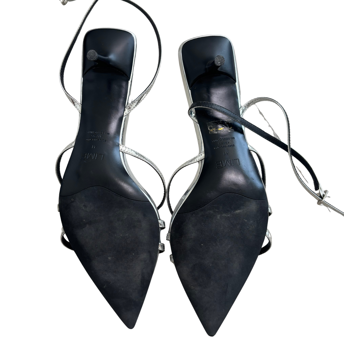 Lime Silver Pointed Toe Heels