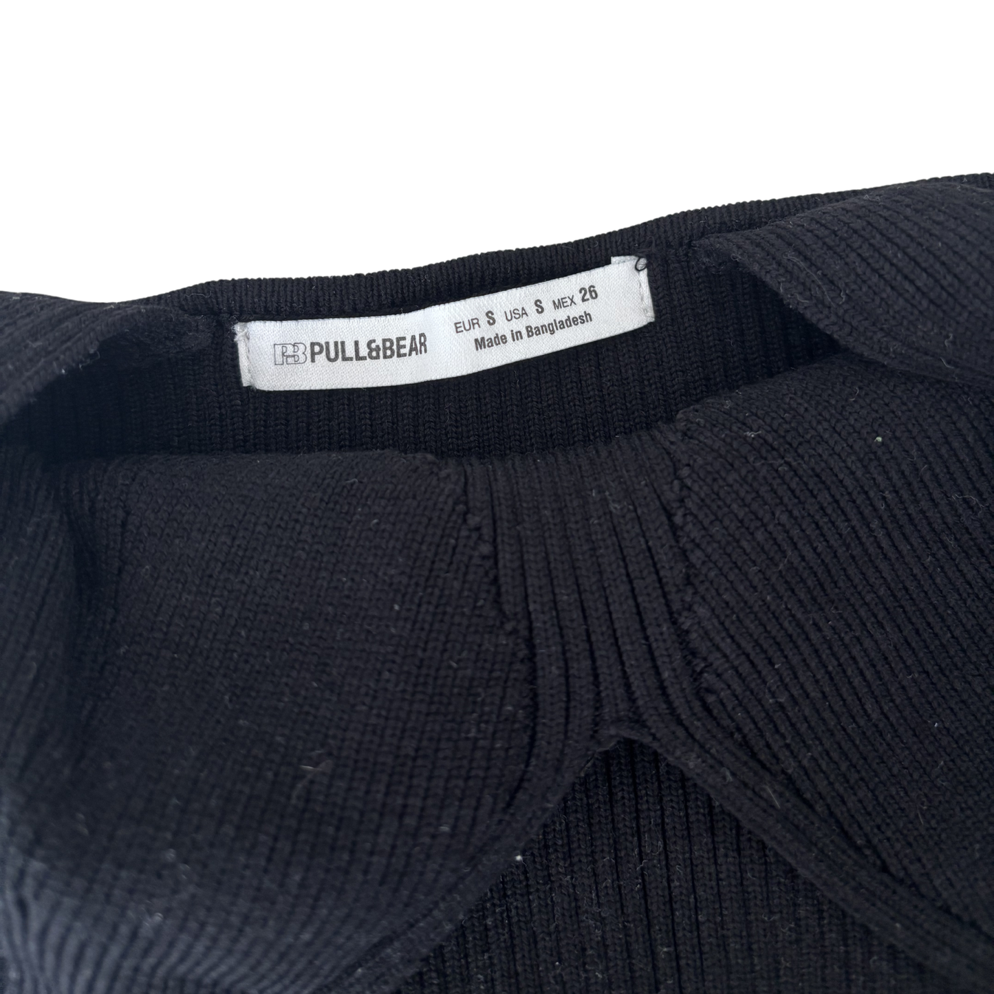 Pull & Bear Black Ribbed Crop Top