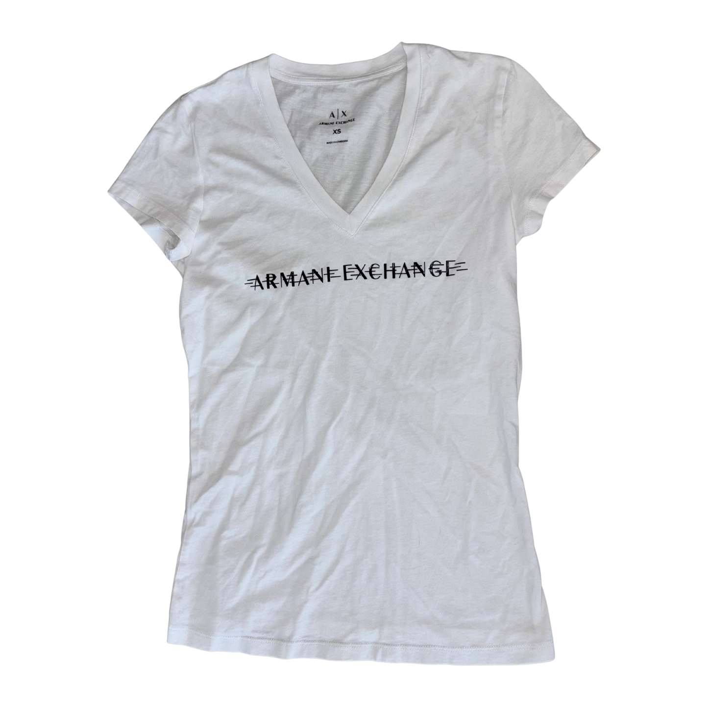 Armani Exchange White V Neck T-Shirt