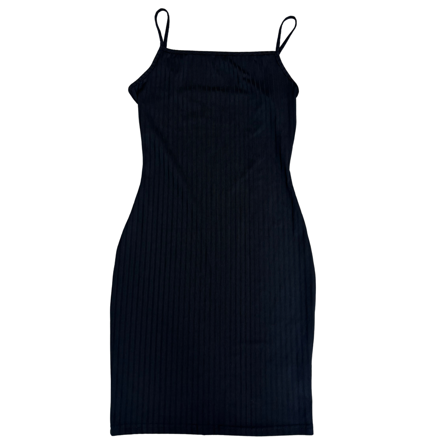 Black Ribbed Mini Dress