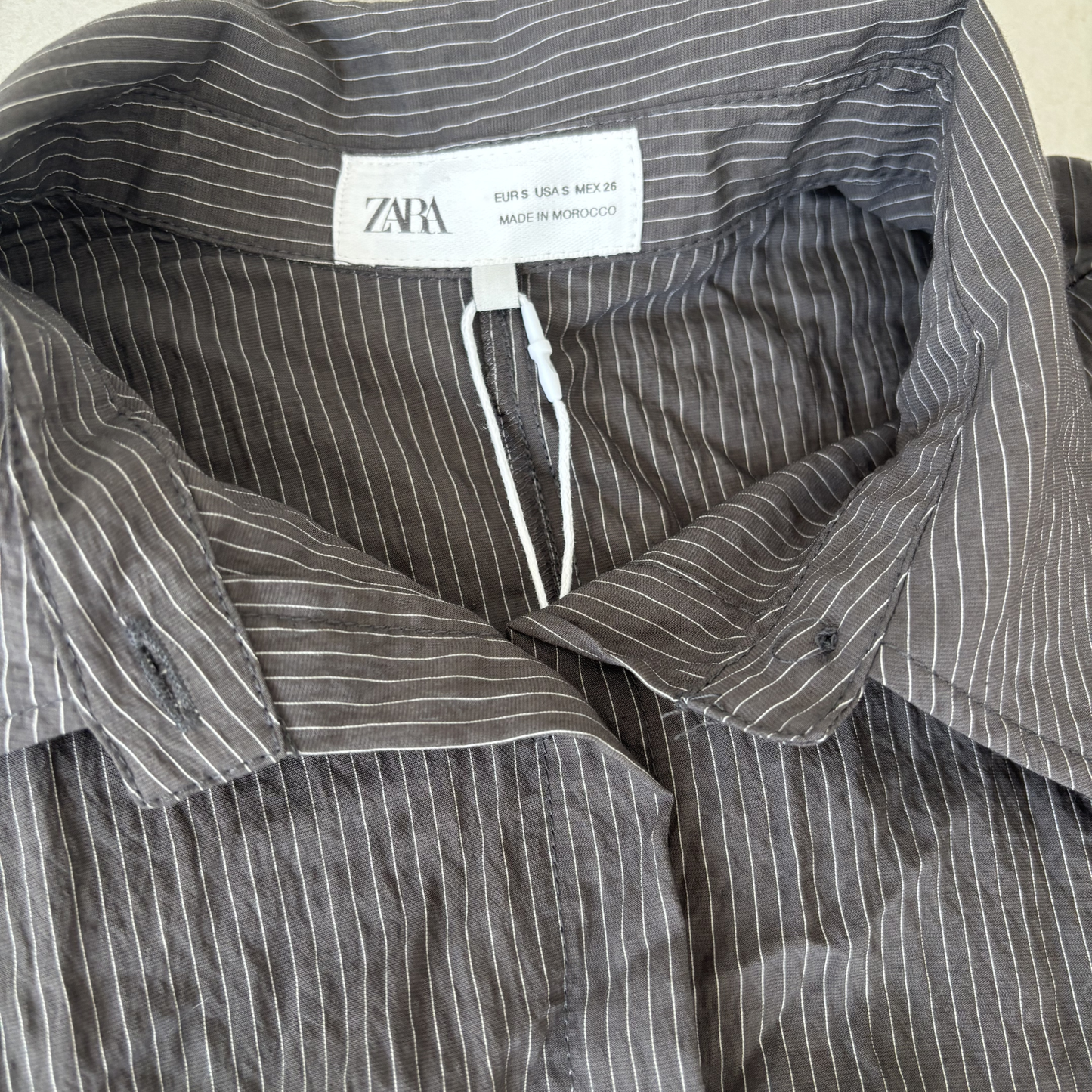 Zara Grey & White Pinstripe Shirt