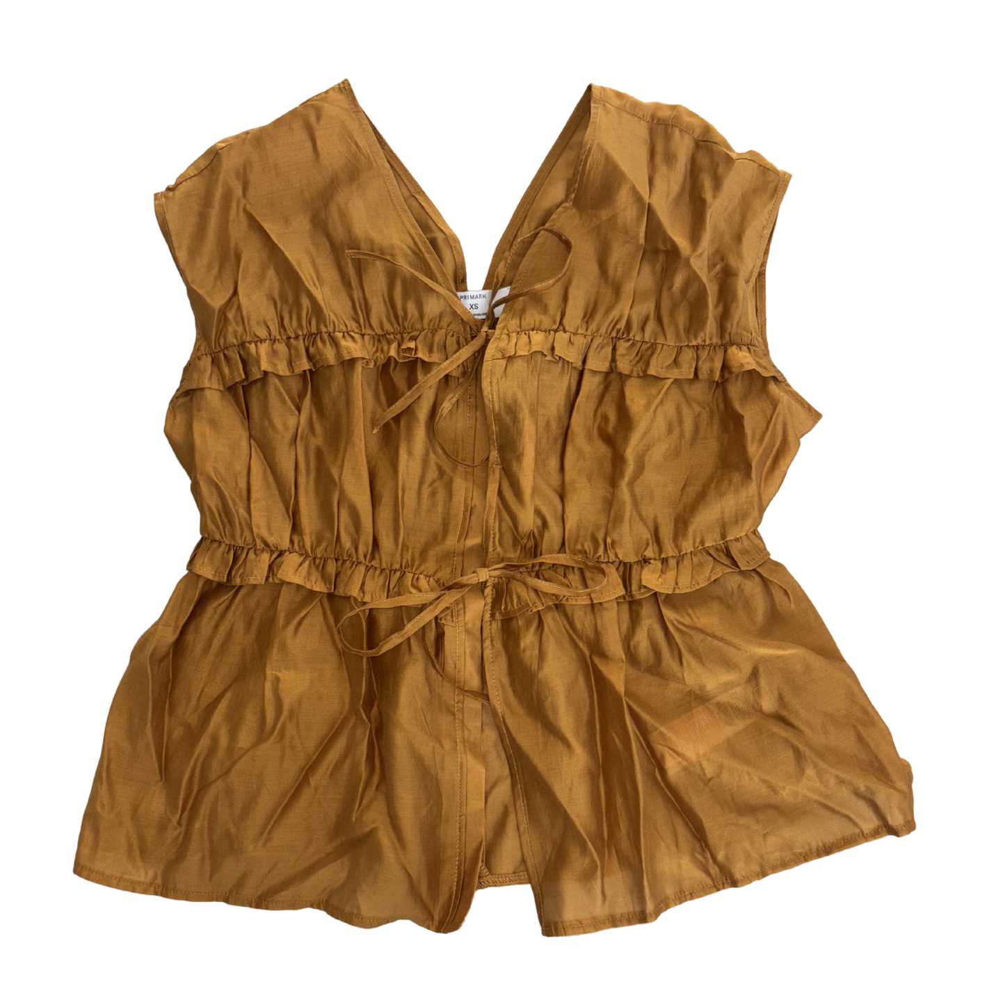 Bronze Ruched Tie Front Top