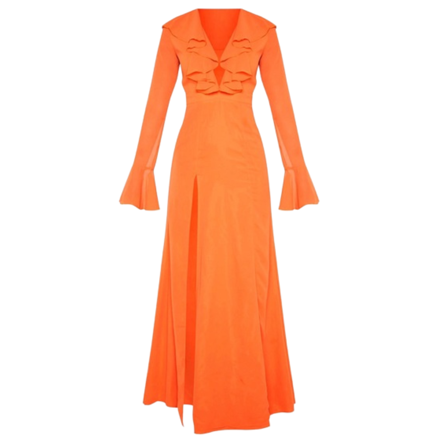 PLT Orange Ruffle Maxi Dress