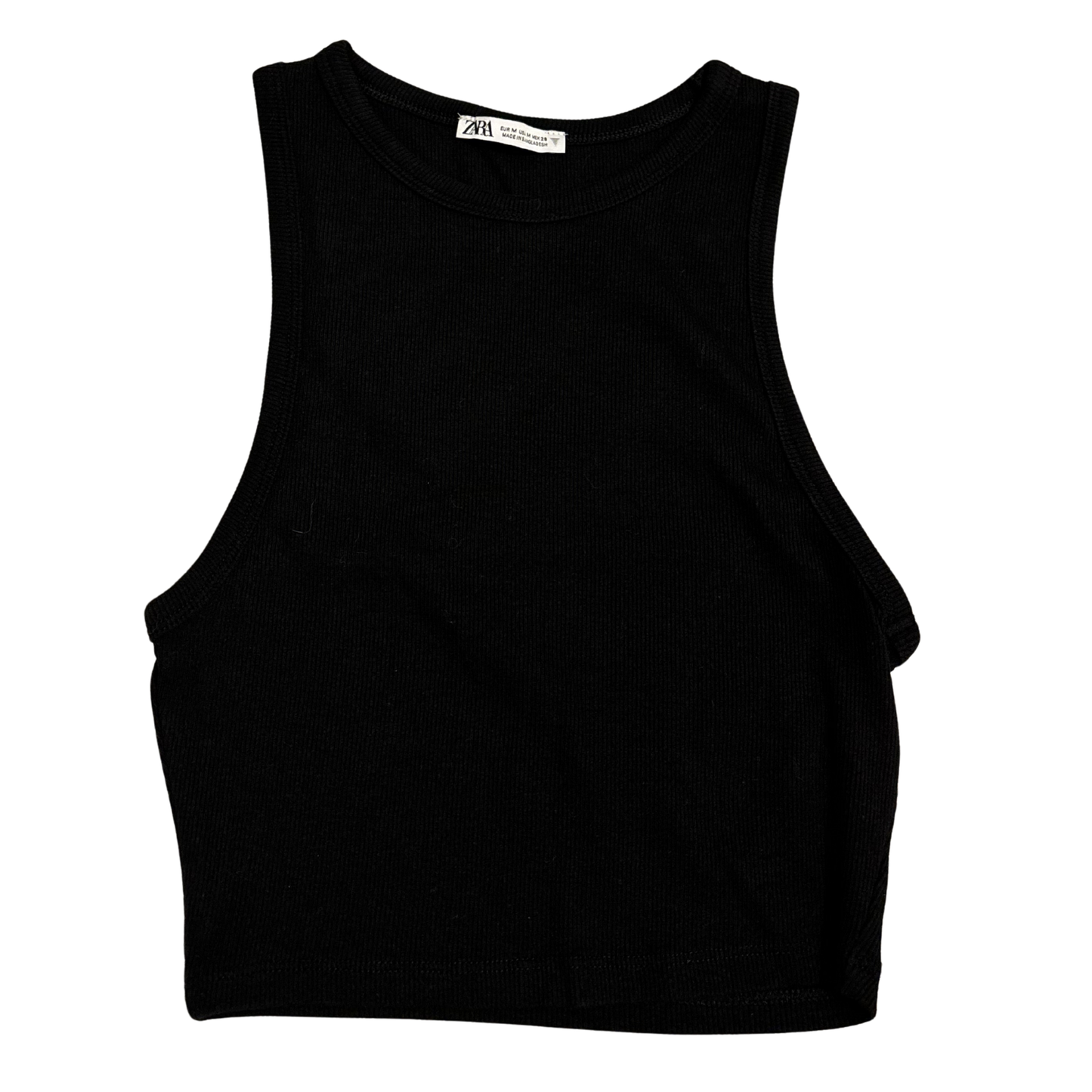 Zara Black Ribbed Halterneck Crop Top