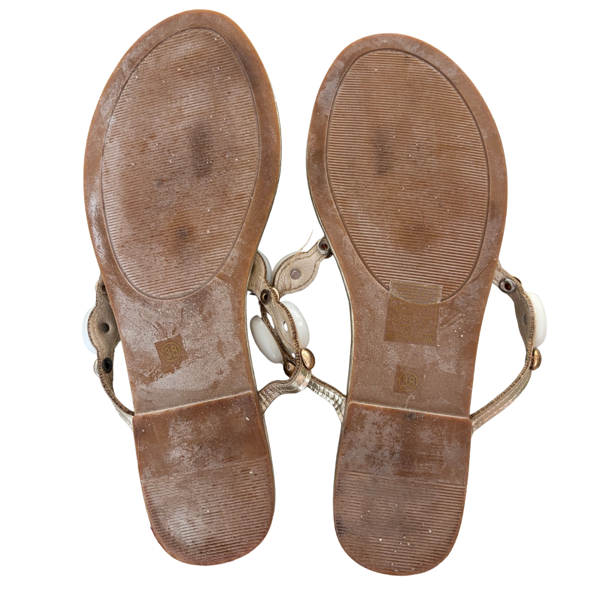Gold Shell Detail Flip Flops