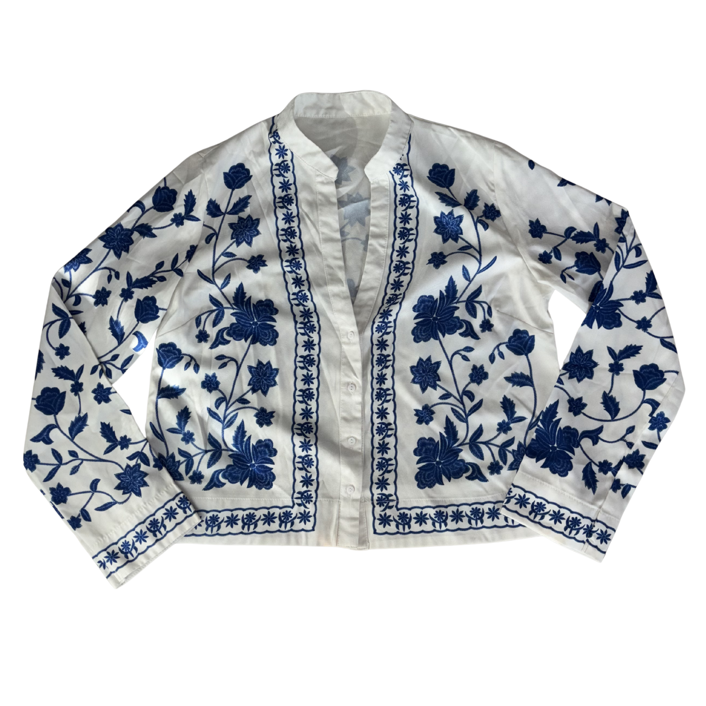 Blue & White Floral Patterned Shacket