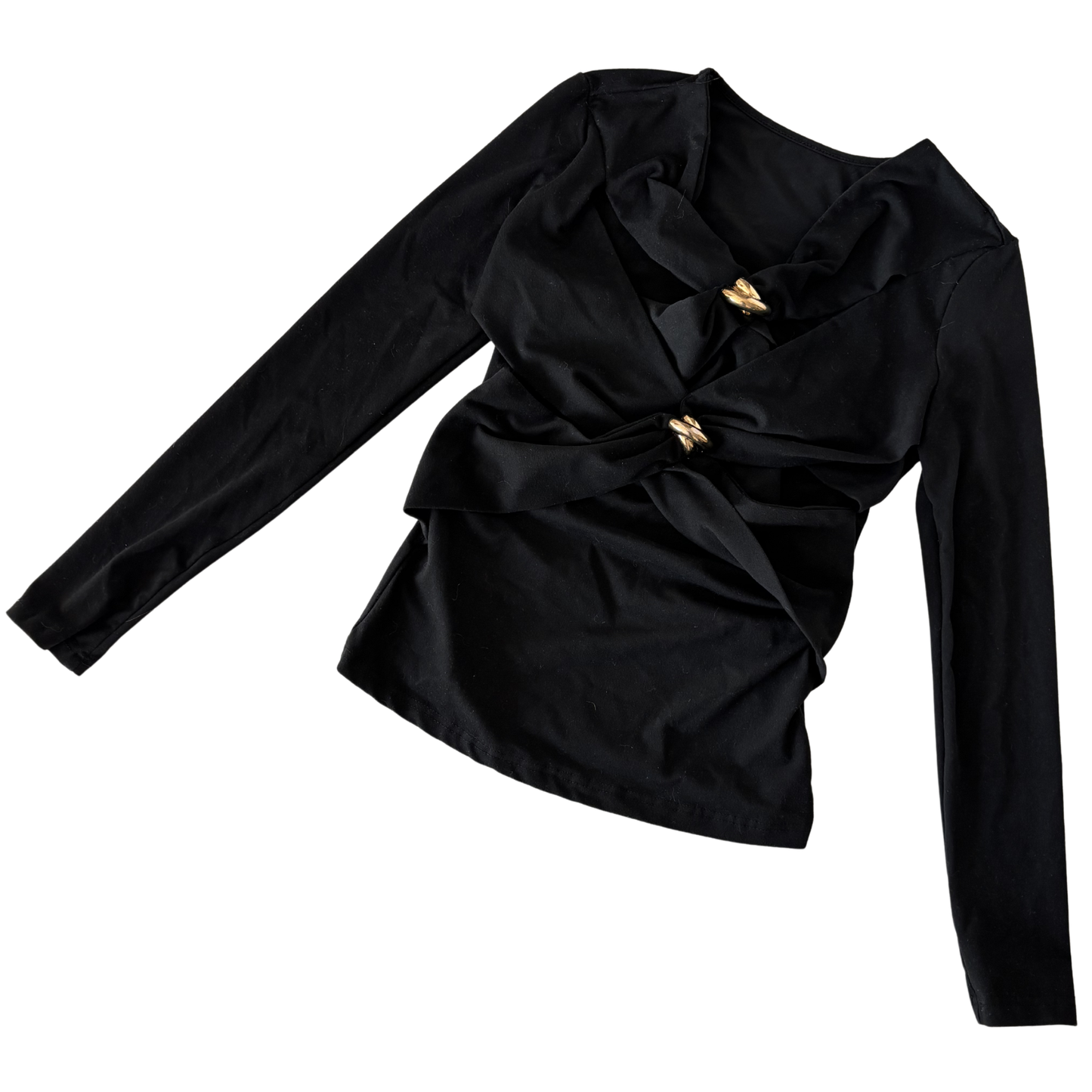 Black Cross Front Long Sleeve Top