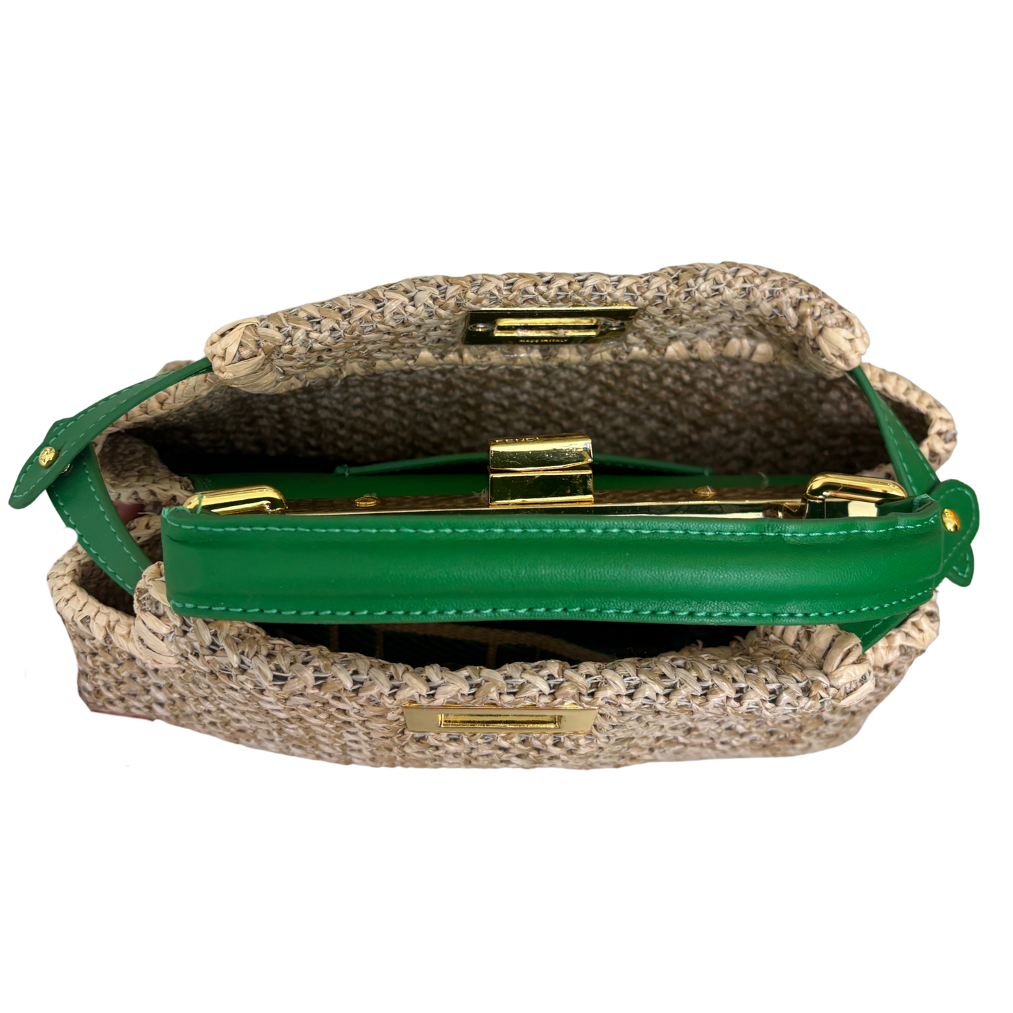 F Woven Clutch Bag