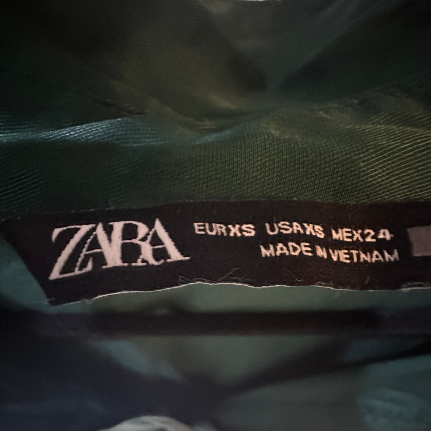Zara Button Up Green Satin Mini Dress
