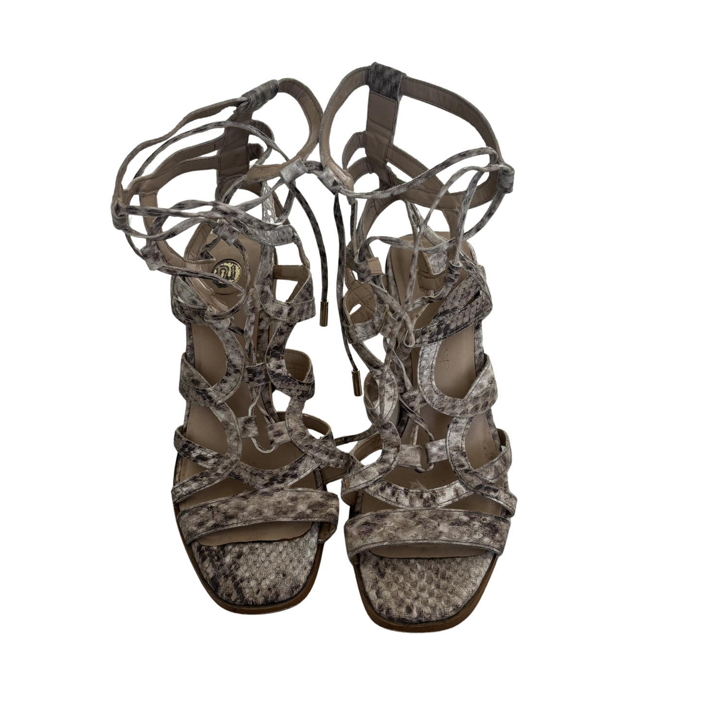 River Island Snake Print Lace Up Heels