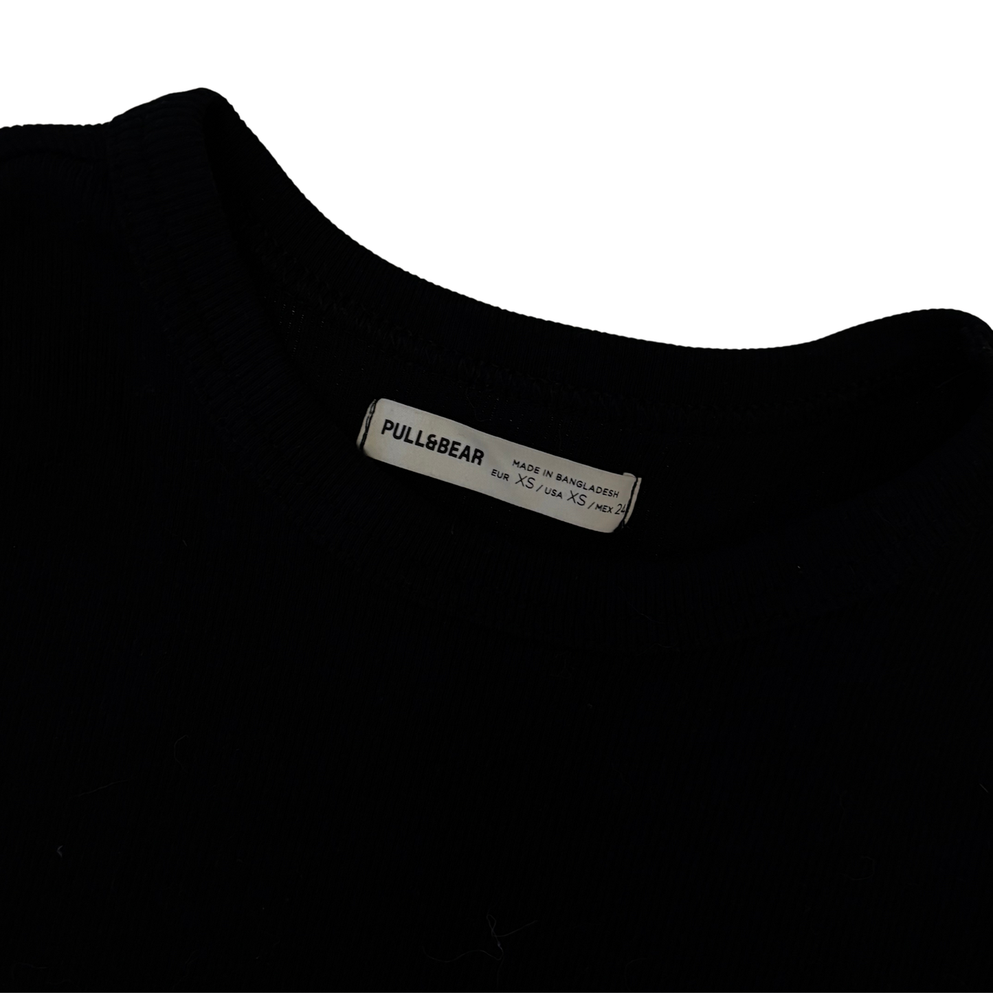 Pull & Bear Black Ribbed Crop Top