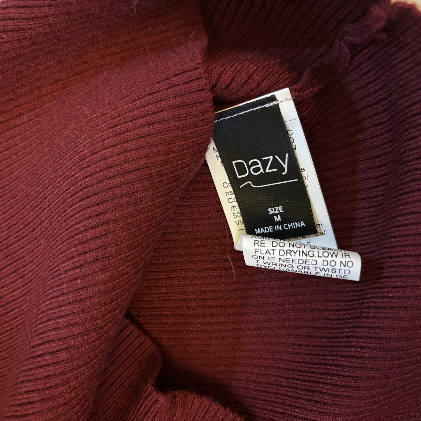 Burgundy Knit High Neck Jumper