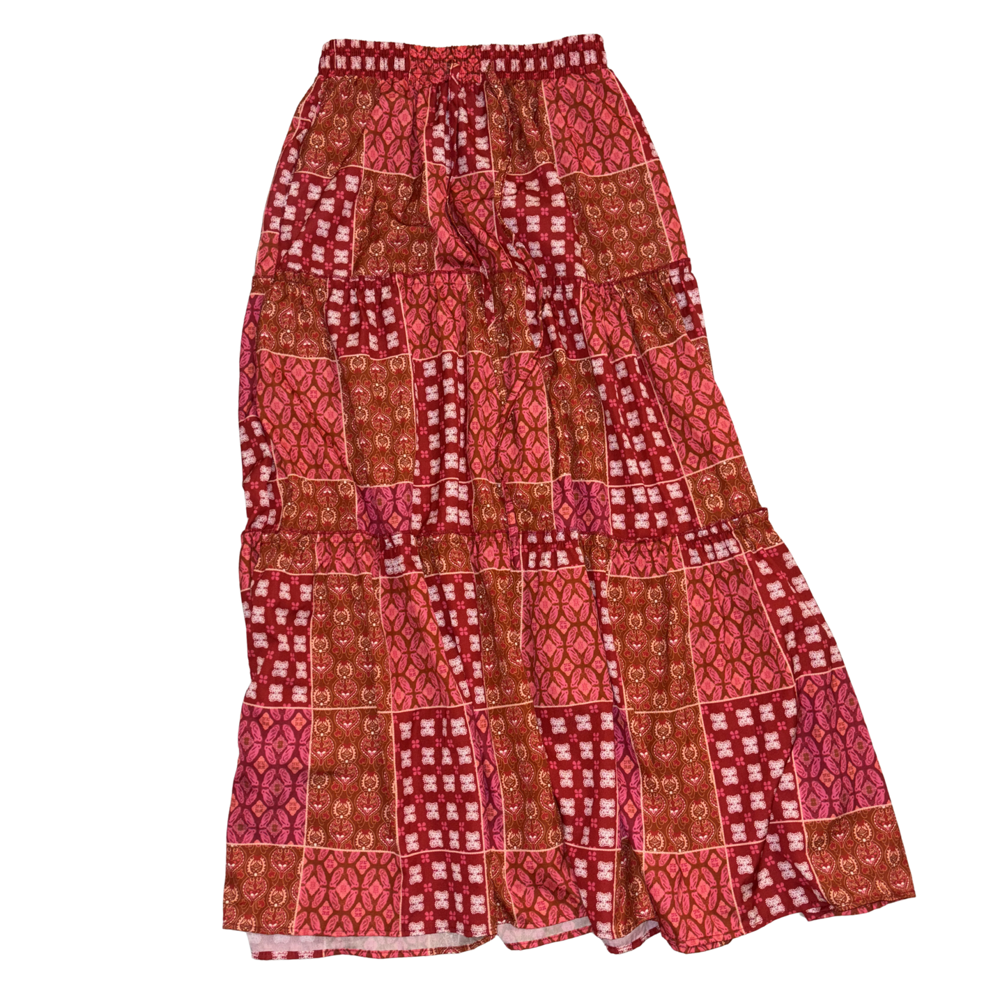 Orange Abstract Flowy Maxi Skirt