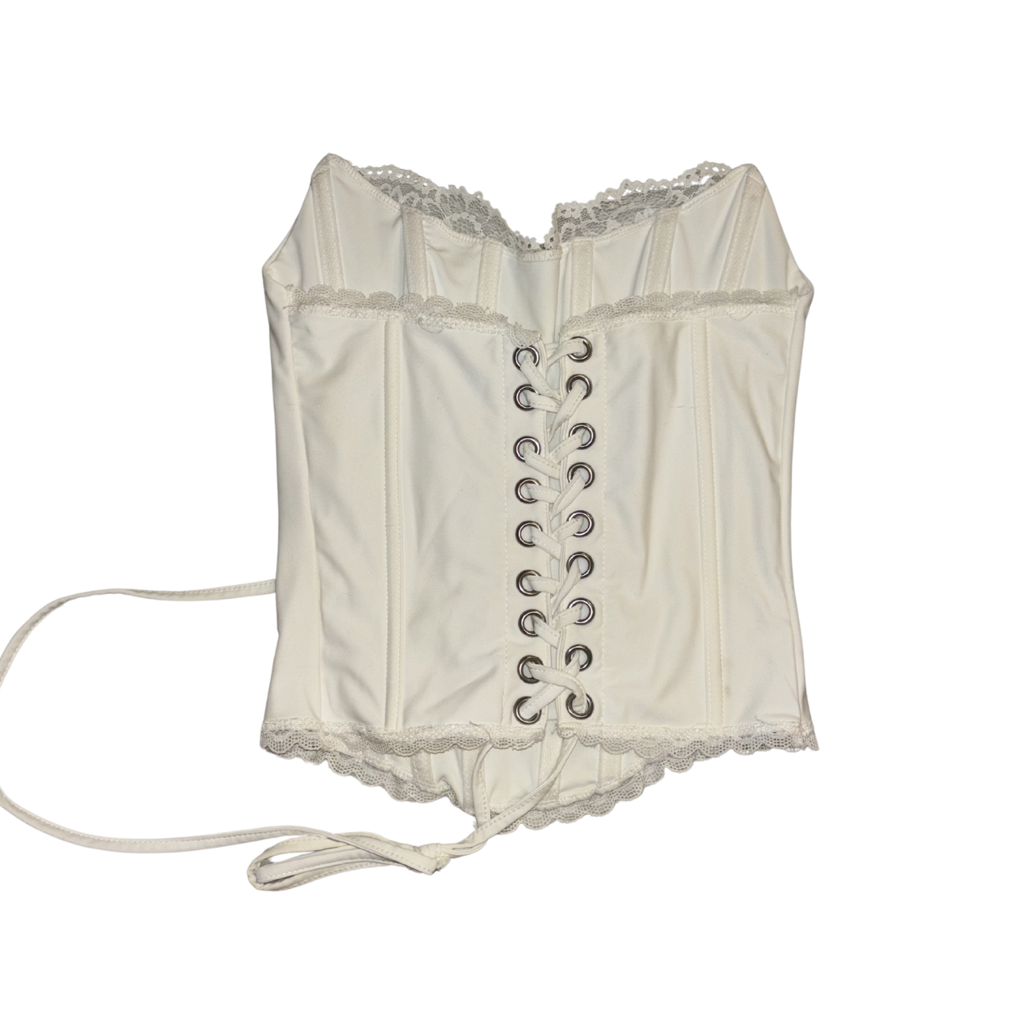 White Corset Top With Lace Trim