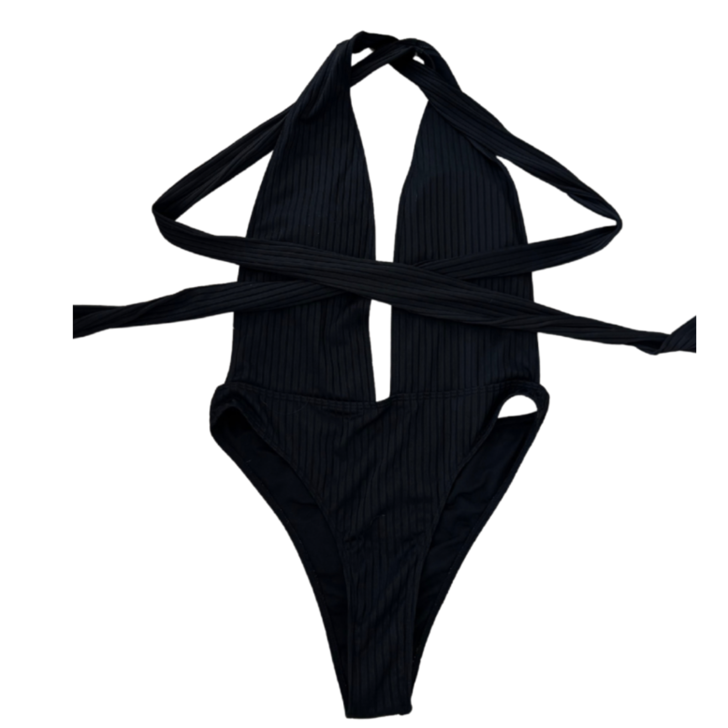 Black Ribbed Fishtail Swimsuit