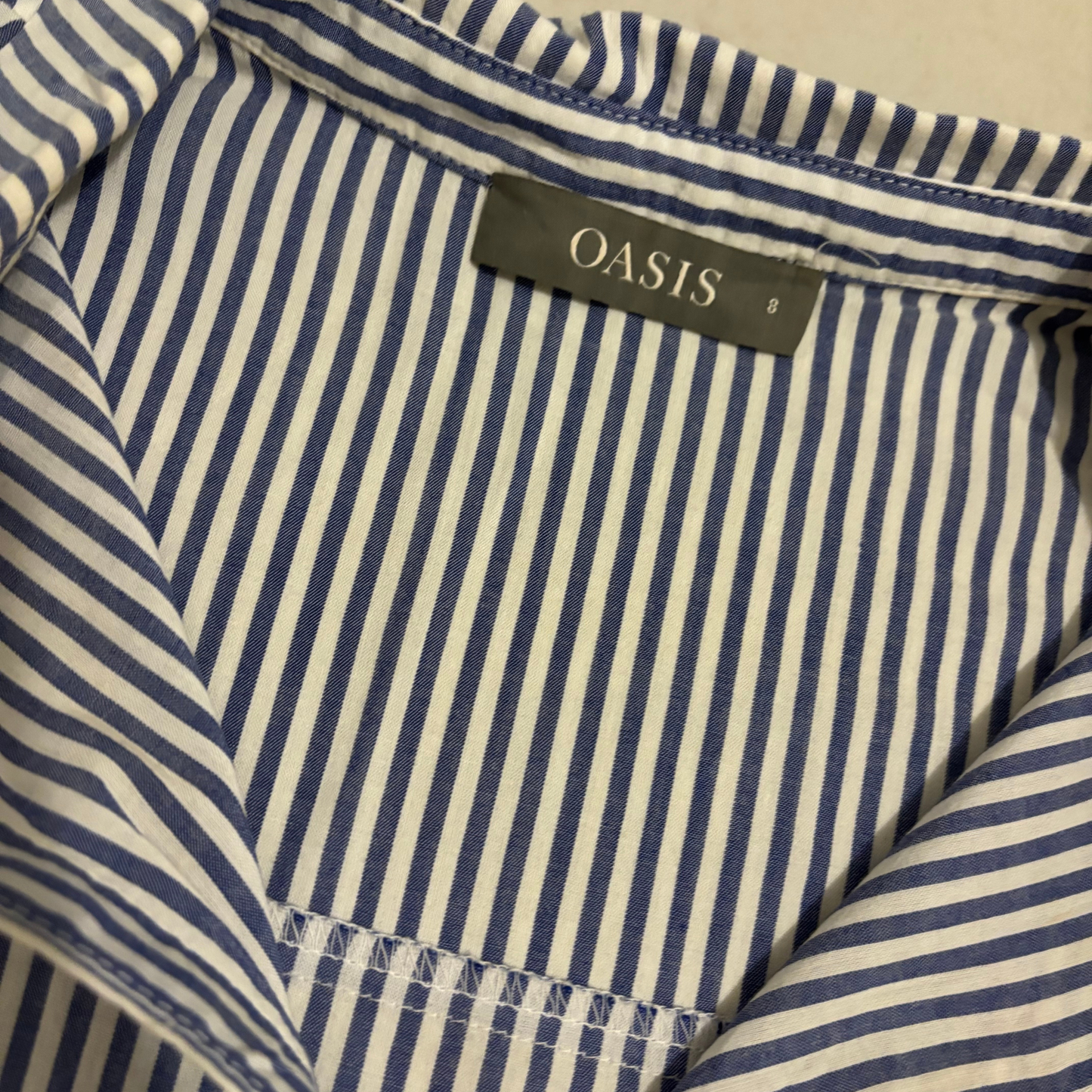 Oasis Blue Striped Button Up Top
