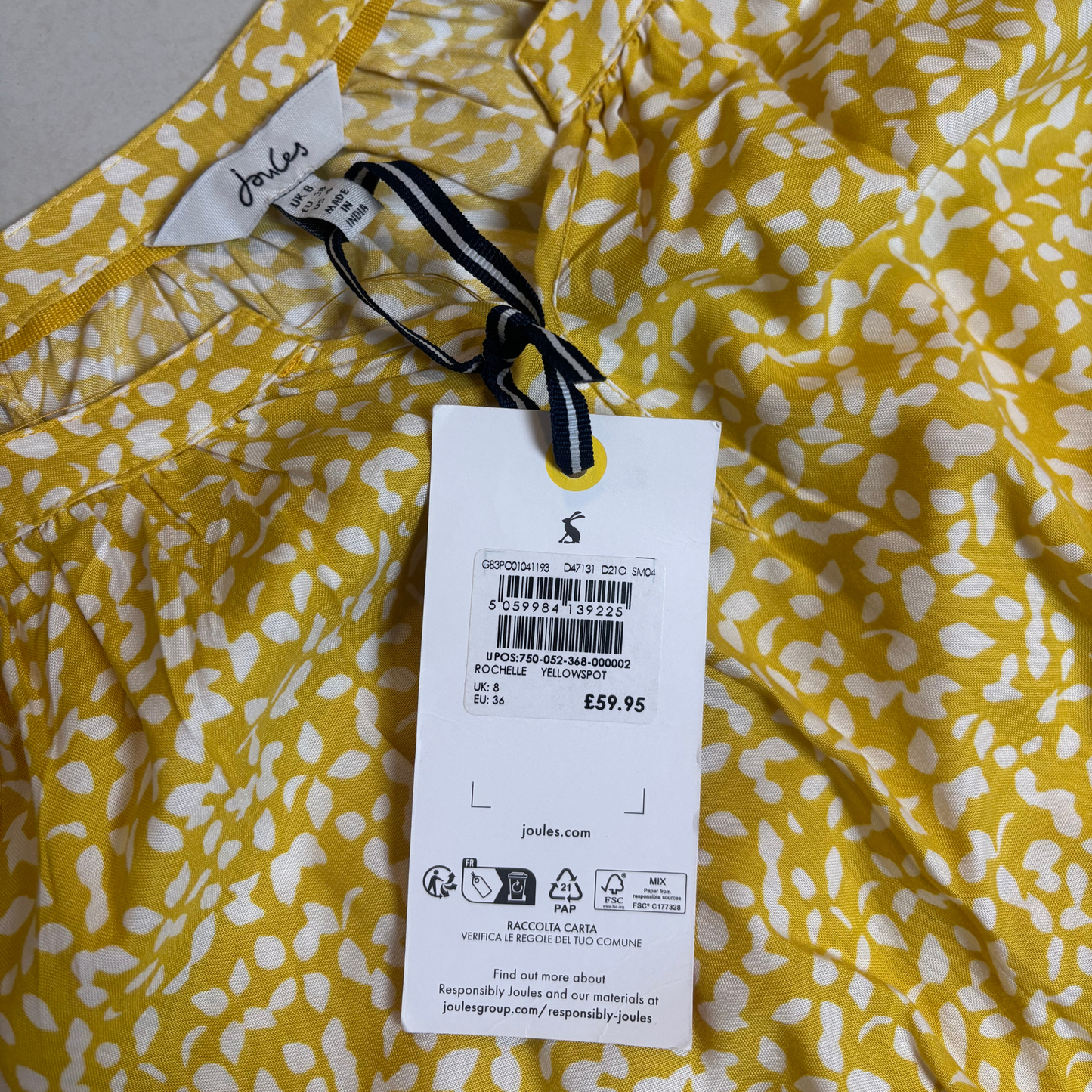 Joules ‘Rochelle’ Yellow Spotty Dress