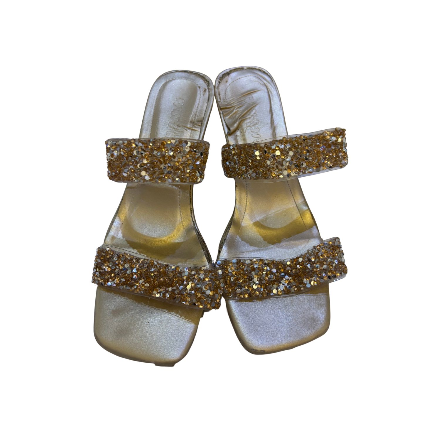 Gold Glitter Strap Heels