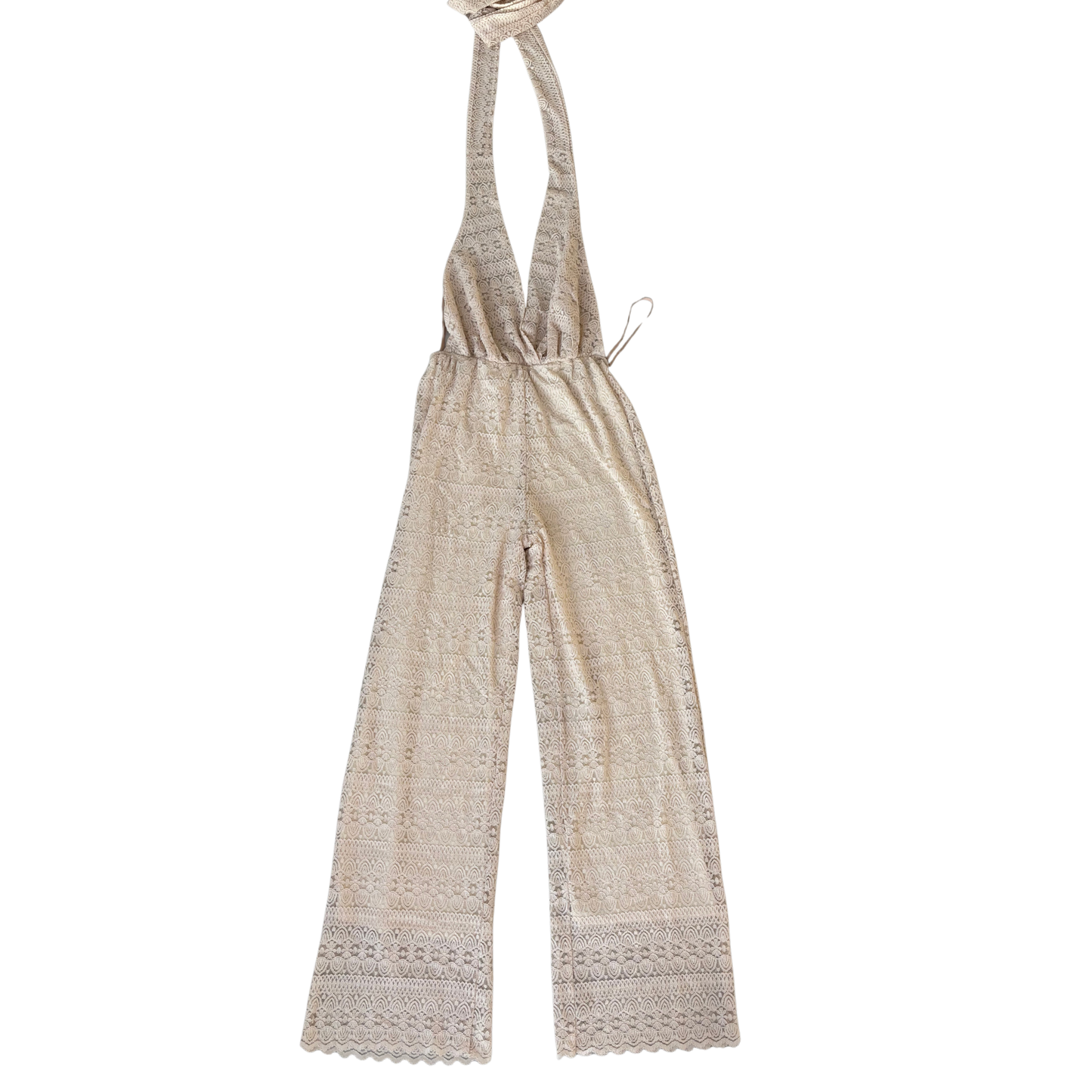 Cream Lace Flared Jumpsuit
