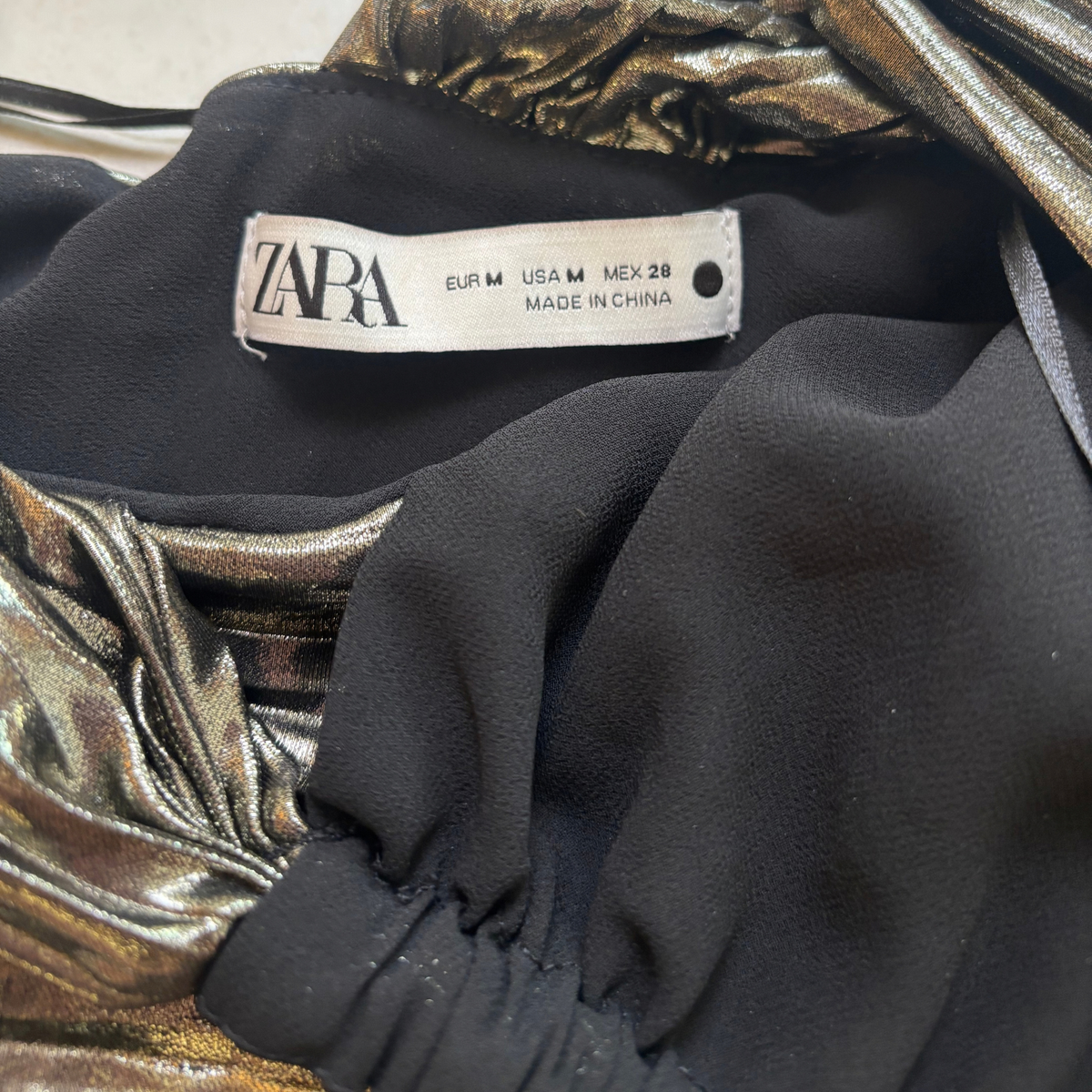 Zara Metallic One Shoulder Top