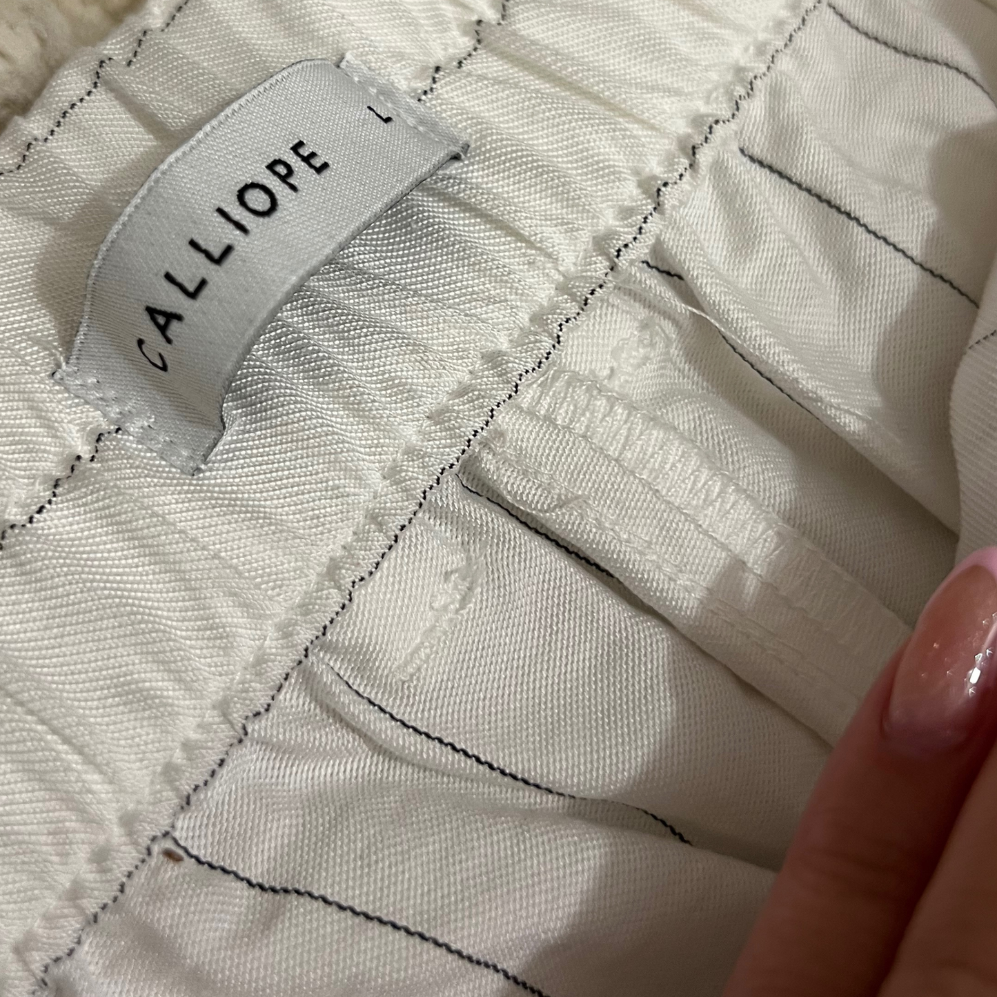 Calliope White & Black High Waisted Linen Pants