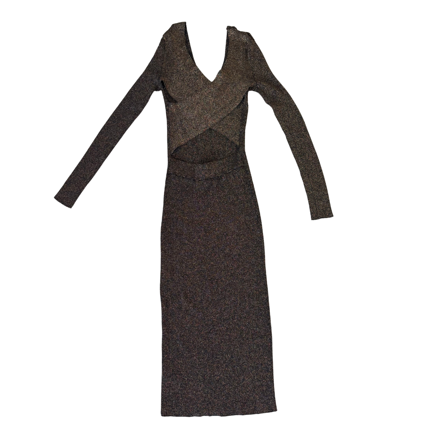 River Island Black & Gold Lurex Midi Dress