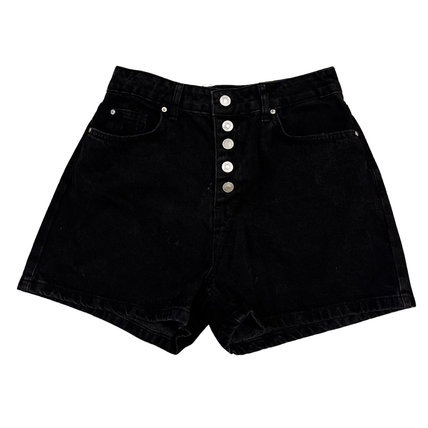 Black Button Up Denim Shorts