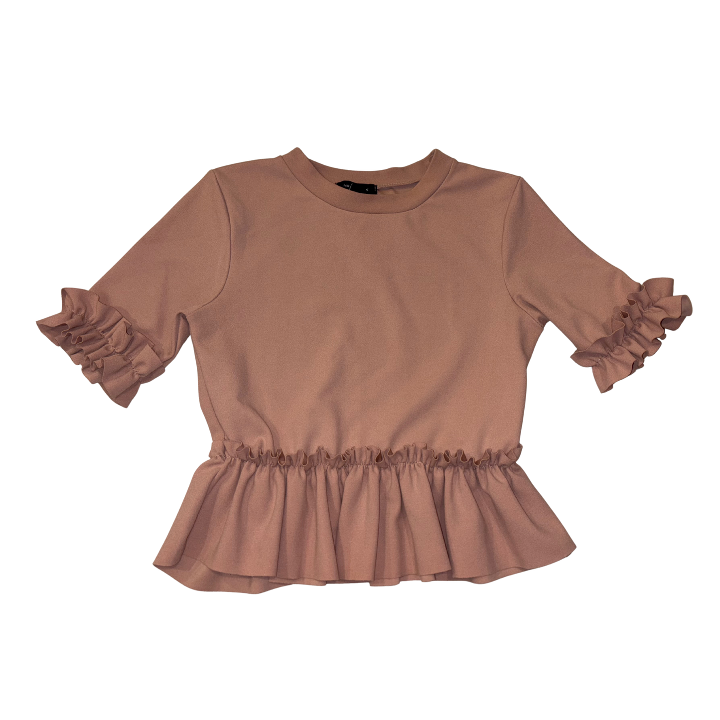 New Look Dusty Pink Frilly Short Sleeve Top
