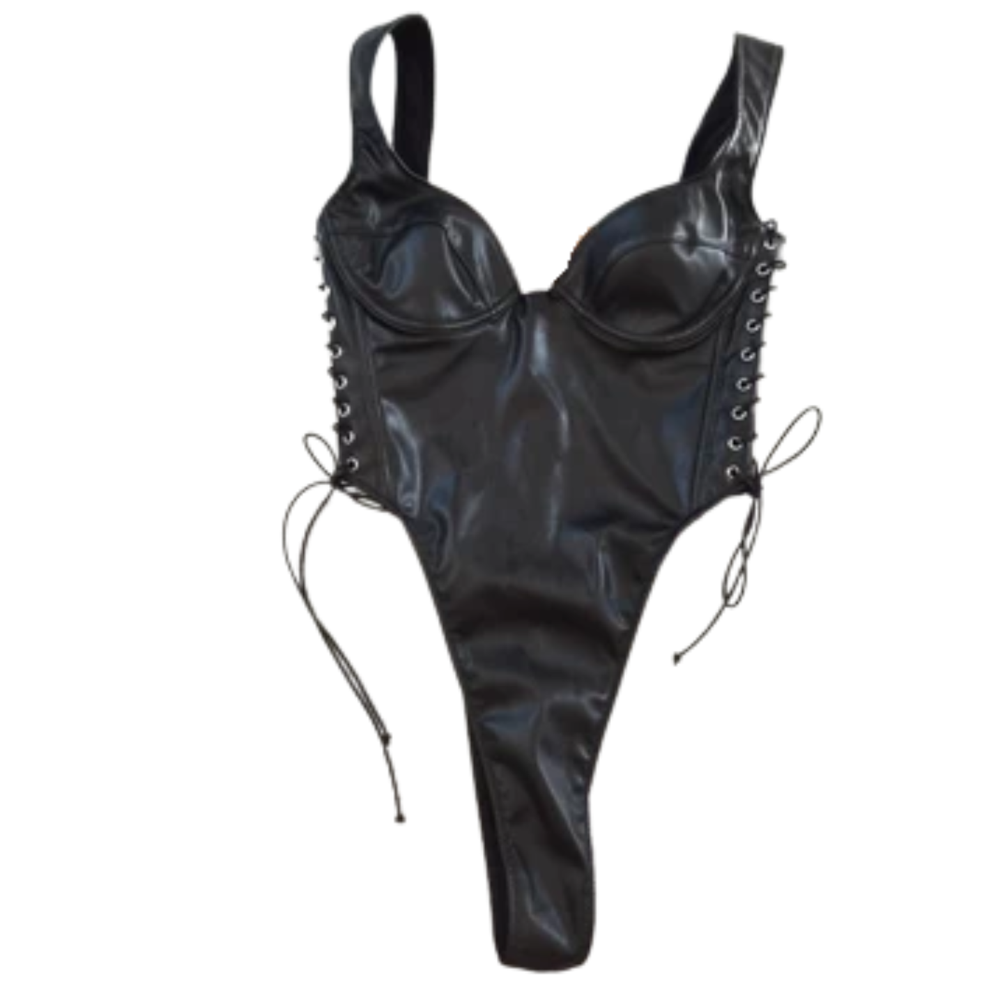 Mars The Label Black Faux Leather Bodysuit