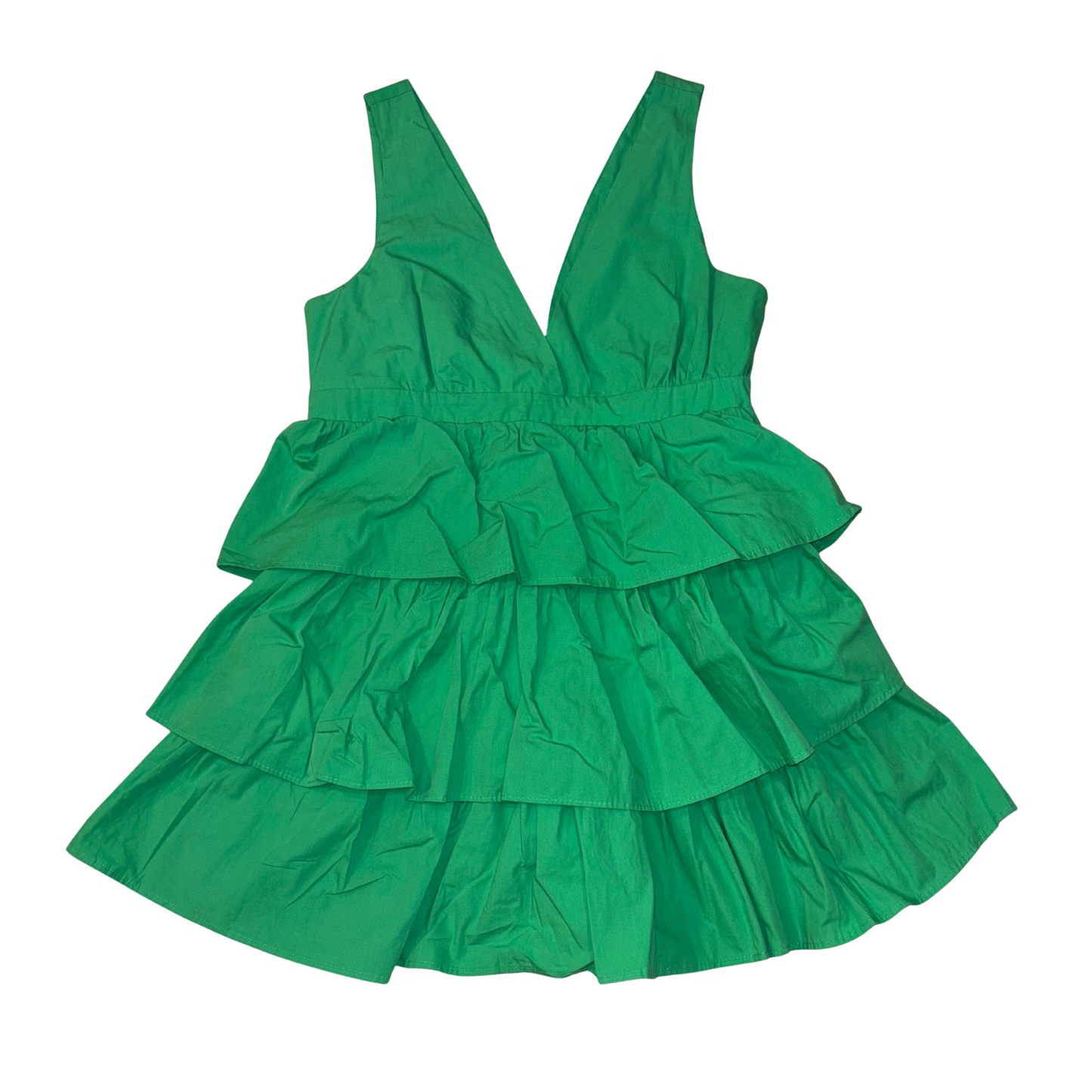 Green V Neck Layered Dress