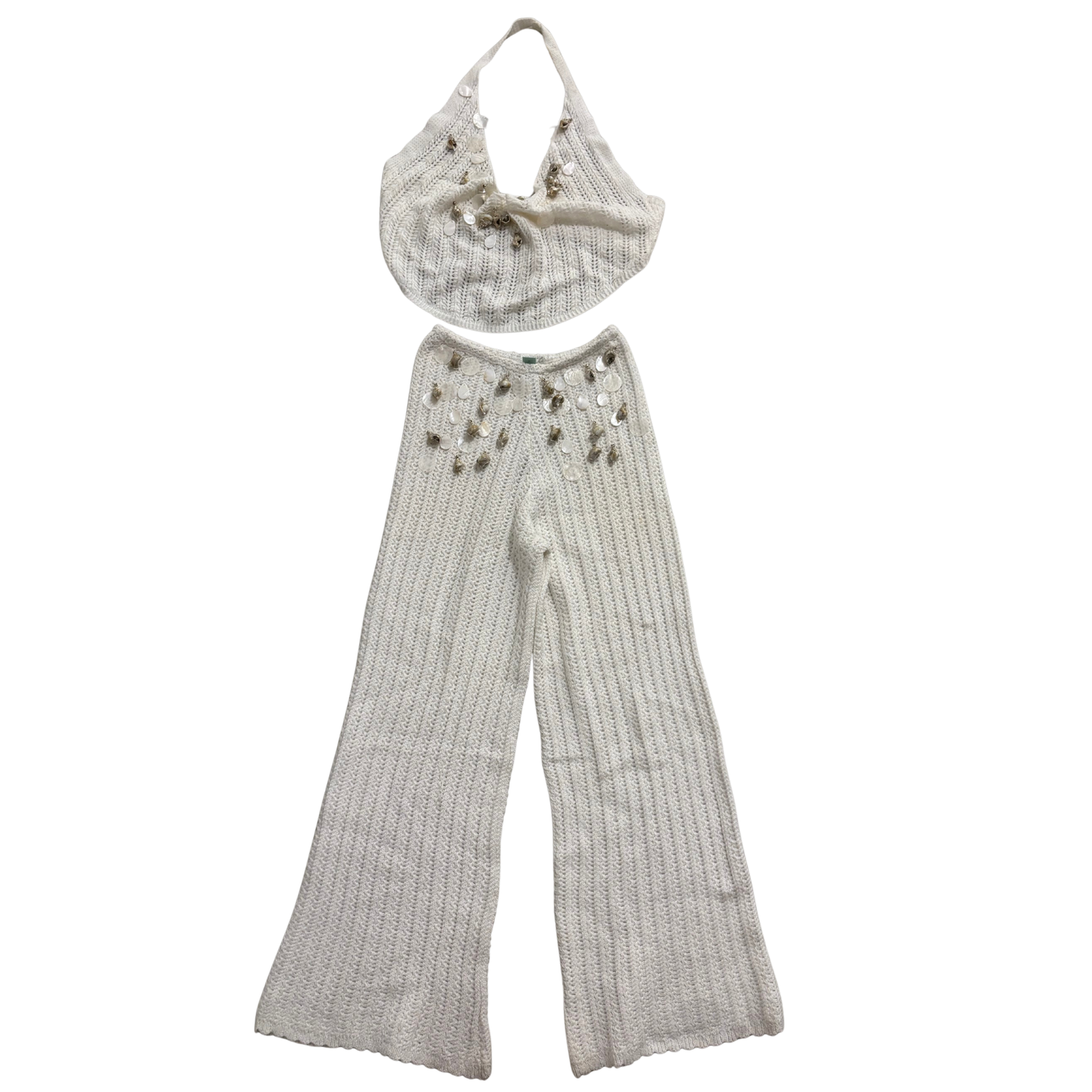 Cream Knit Shell Detail Co-Ord