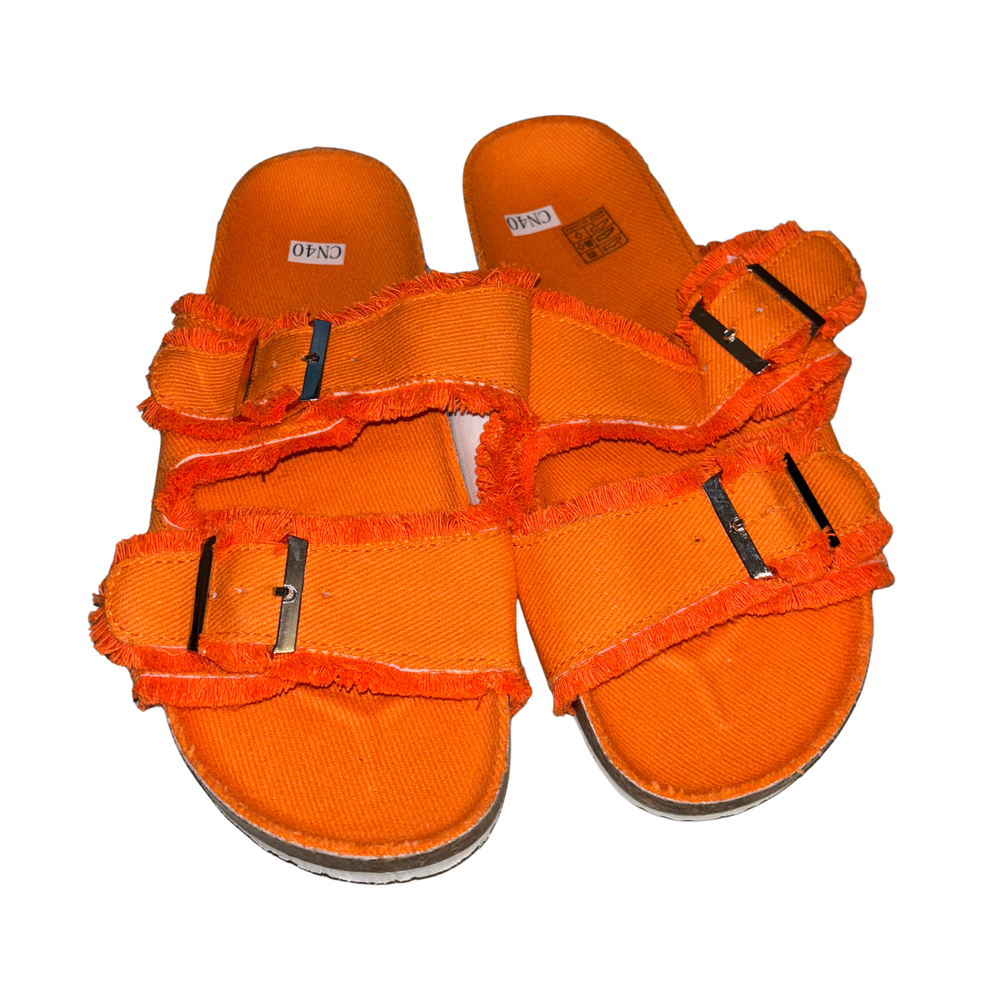 Orange Double Buckle Sandals