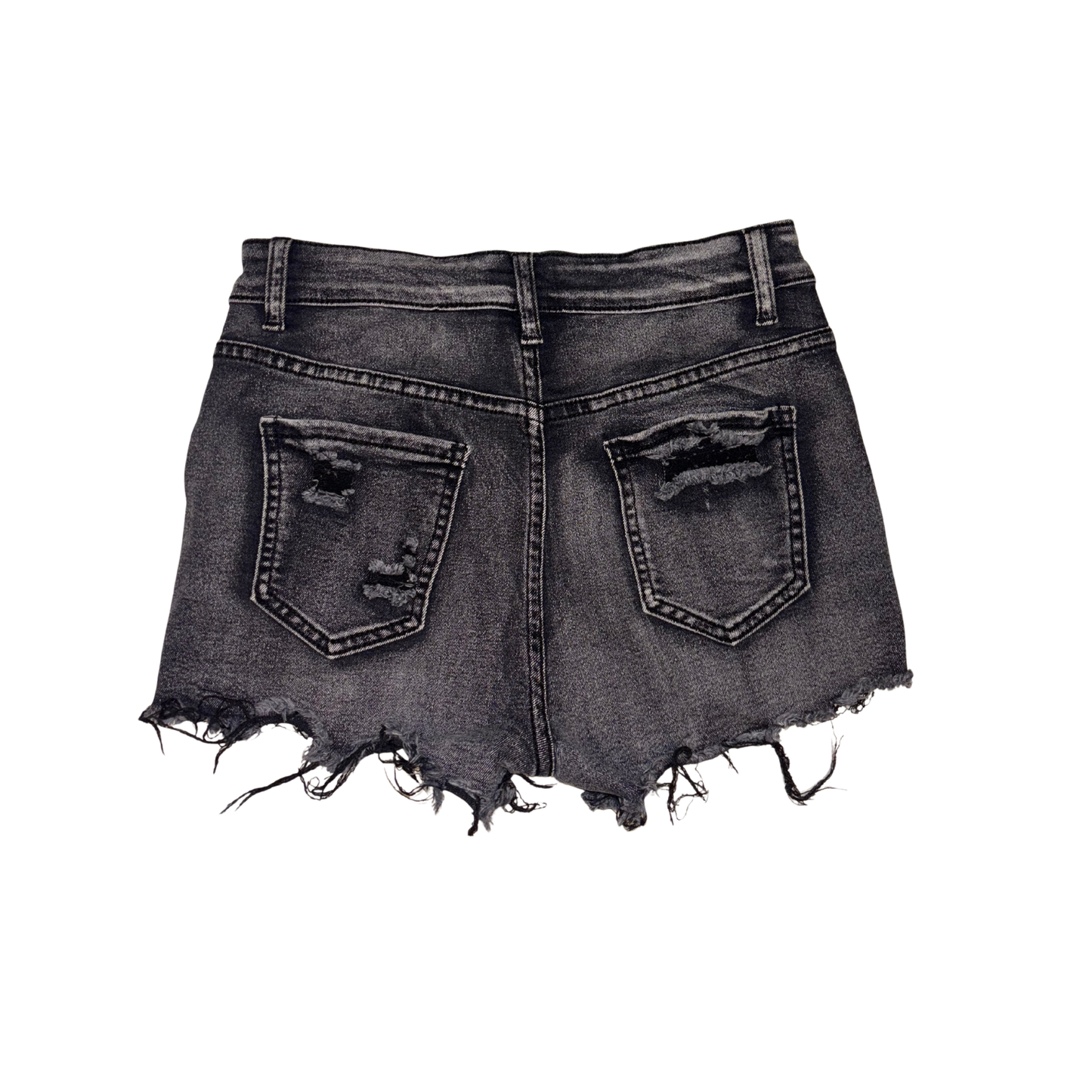 Black Washed Denim Shorts