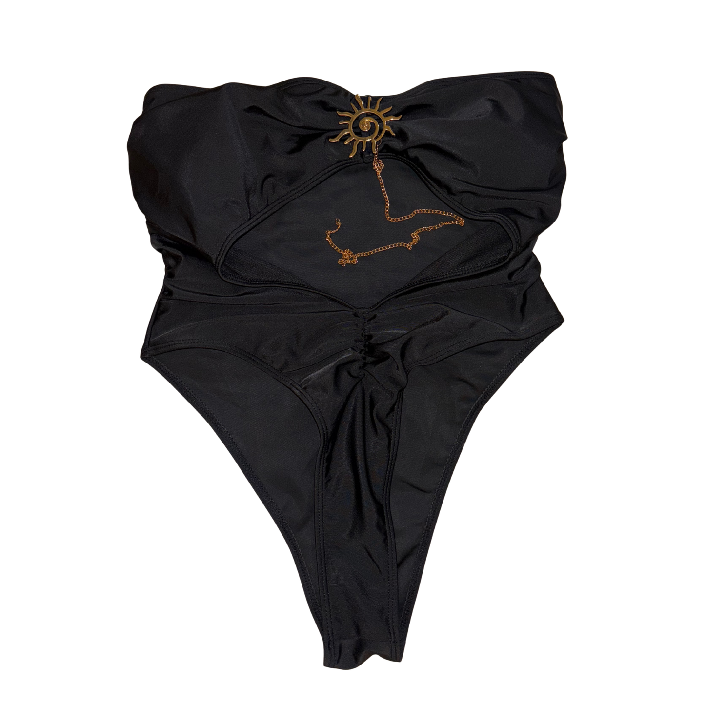 Black Cut-Out Ruched Swimsuit