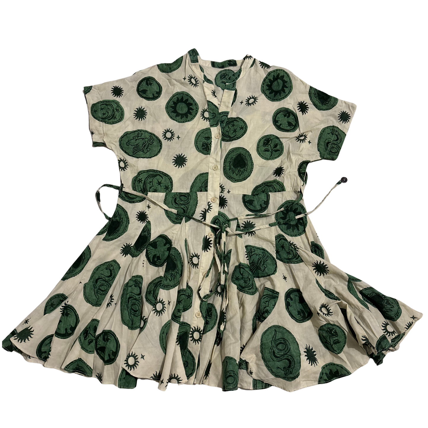 Zara Green Patterned Mini Dress