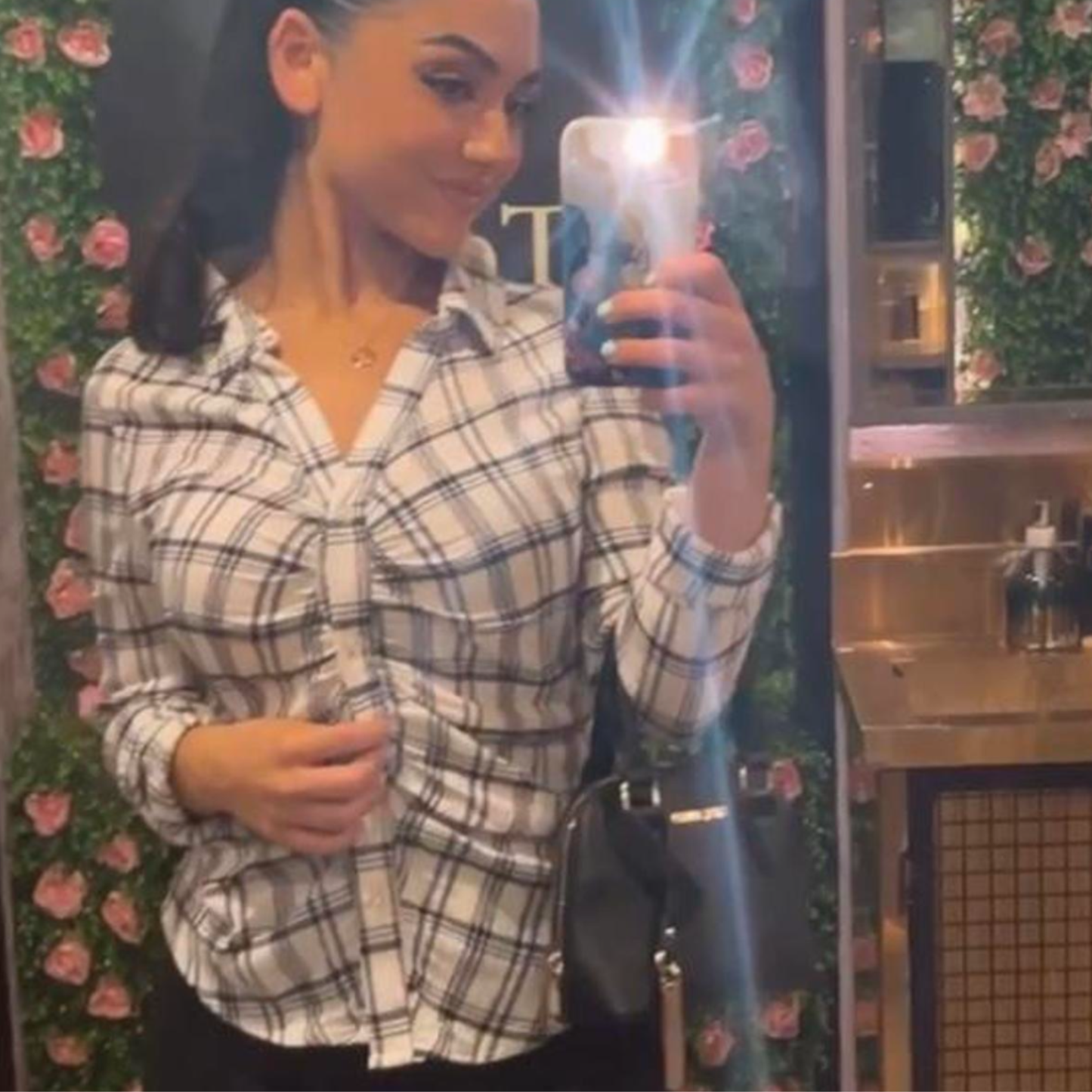 Ruched Front Checked Shirt