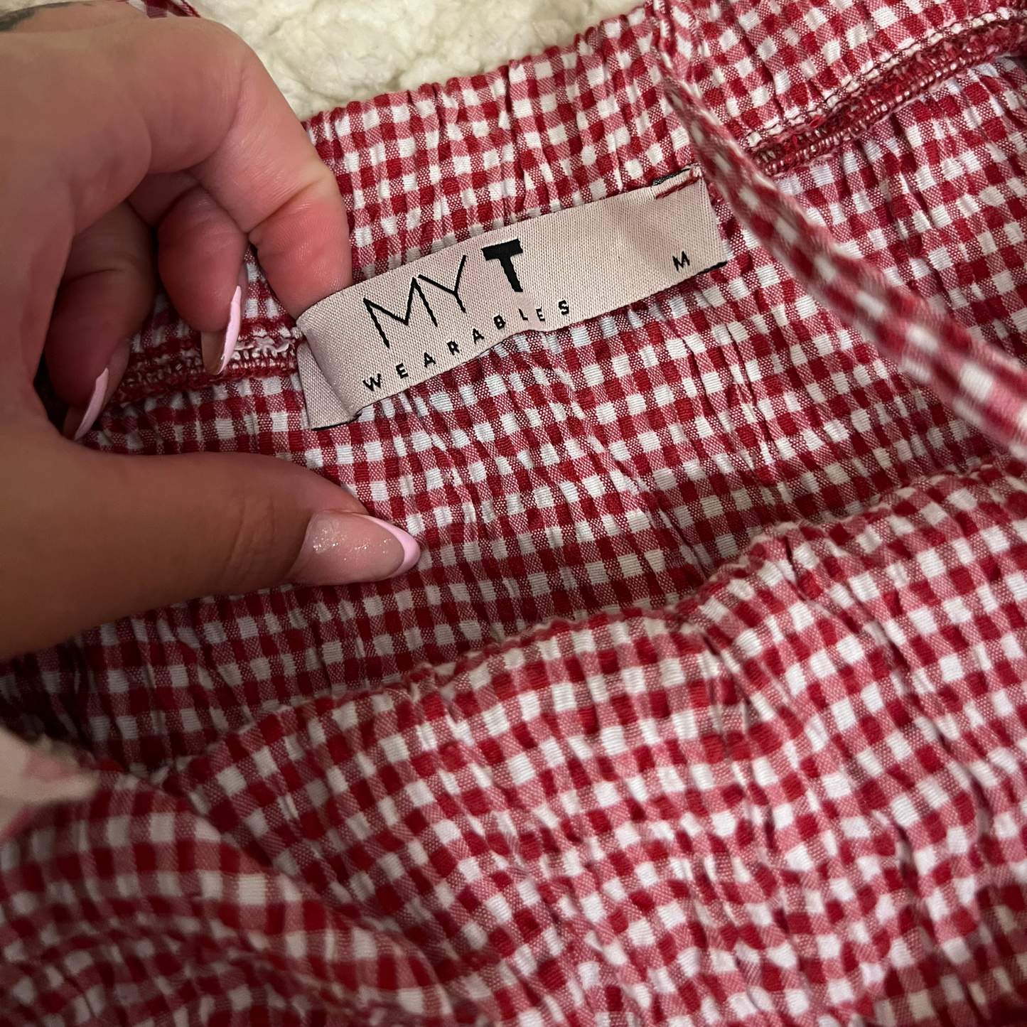 Red & White Checkered Jumpsuit