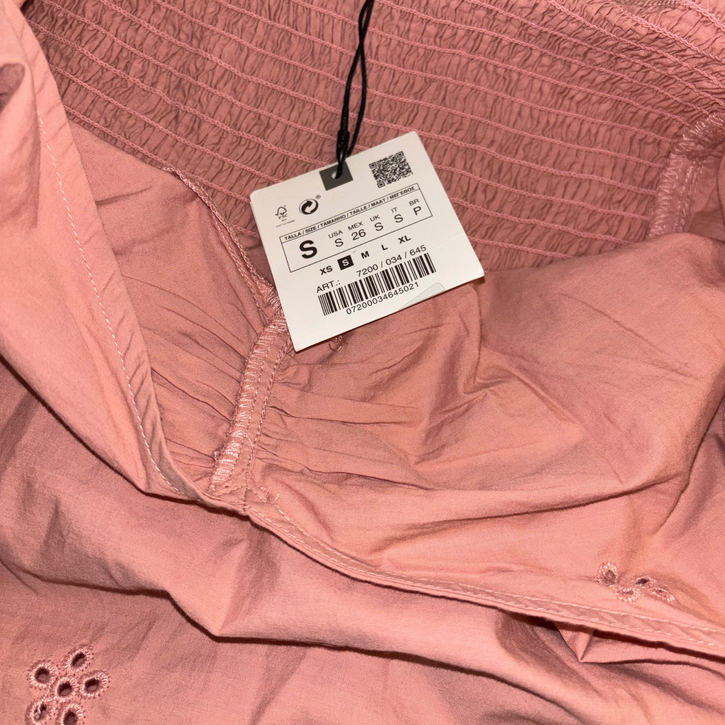 Zara Pink Floral Detail Mini Dress