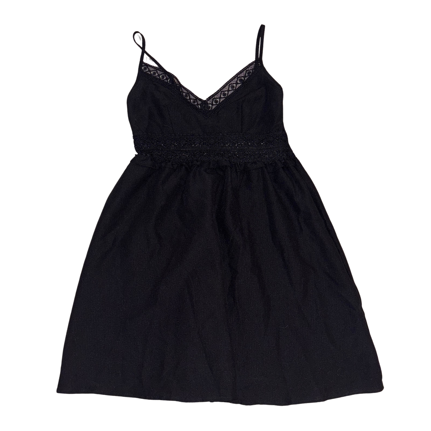 Black Crochet Detail Mini Dress