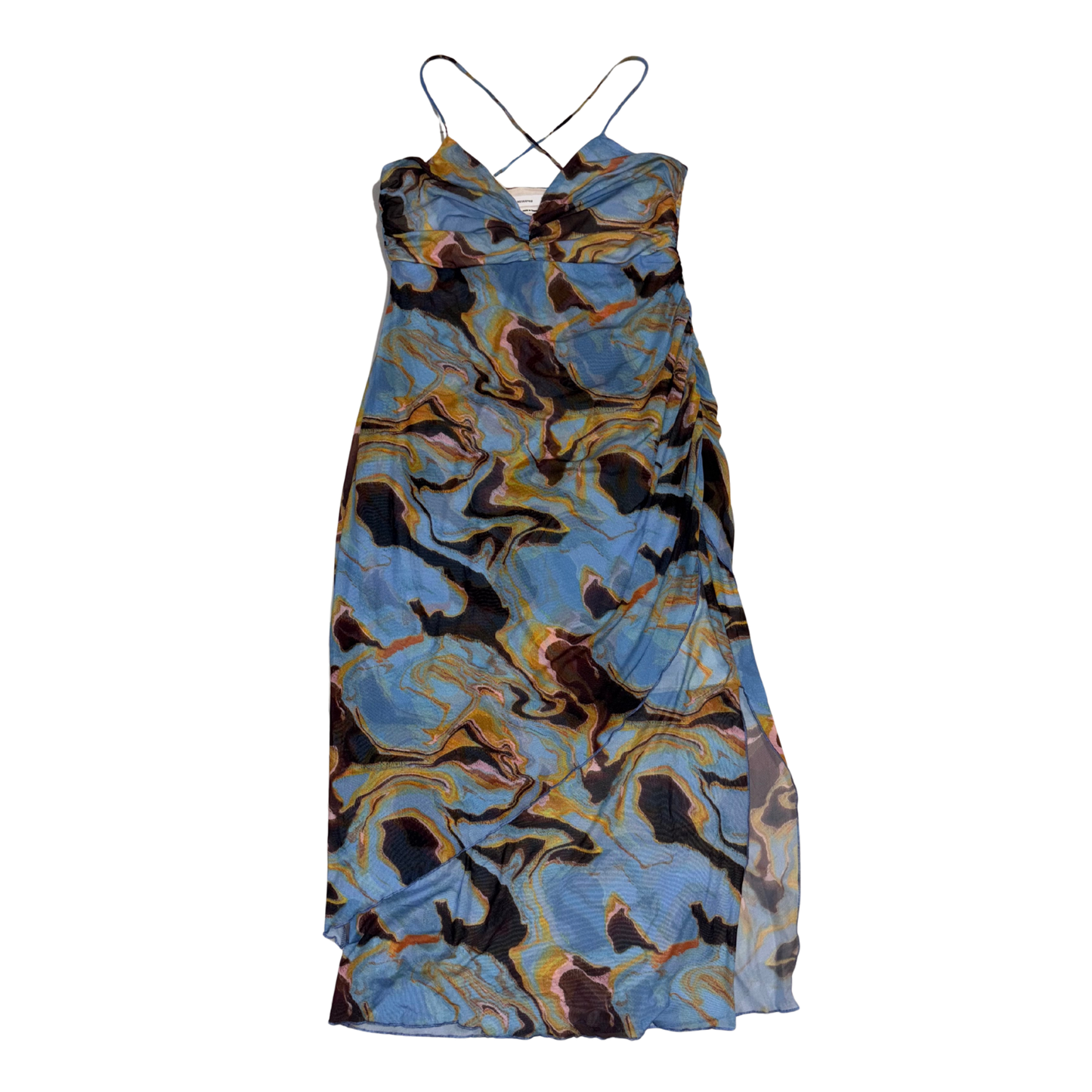'Reserved' Blue Abstract Print Midaxi Dress